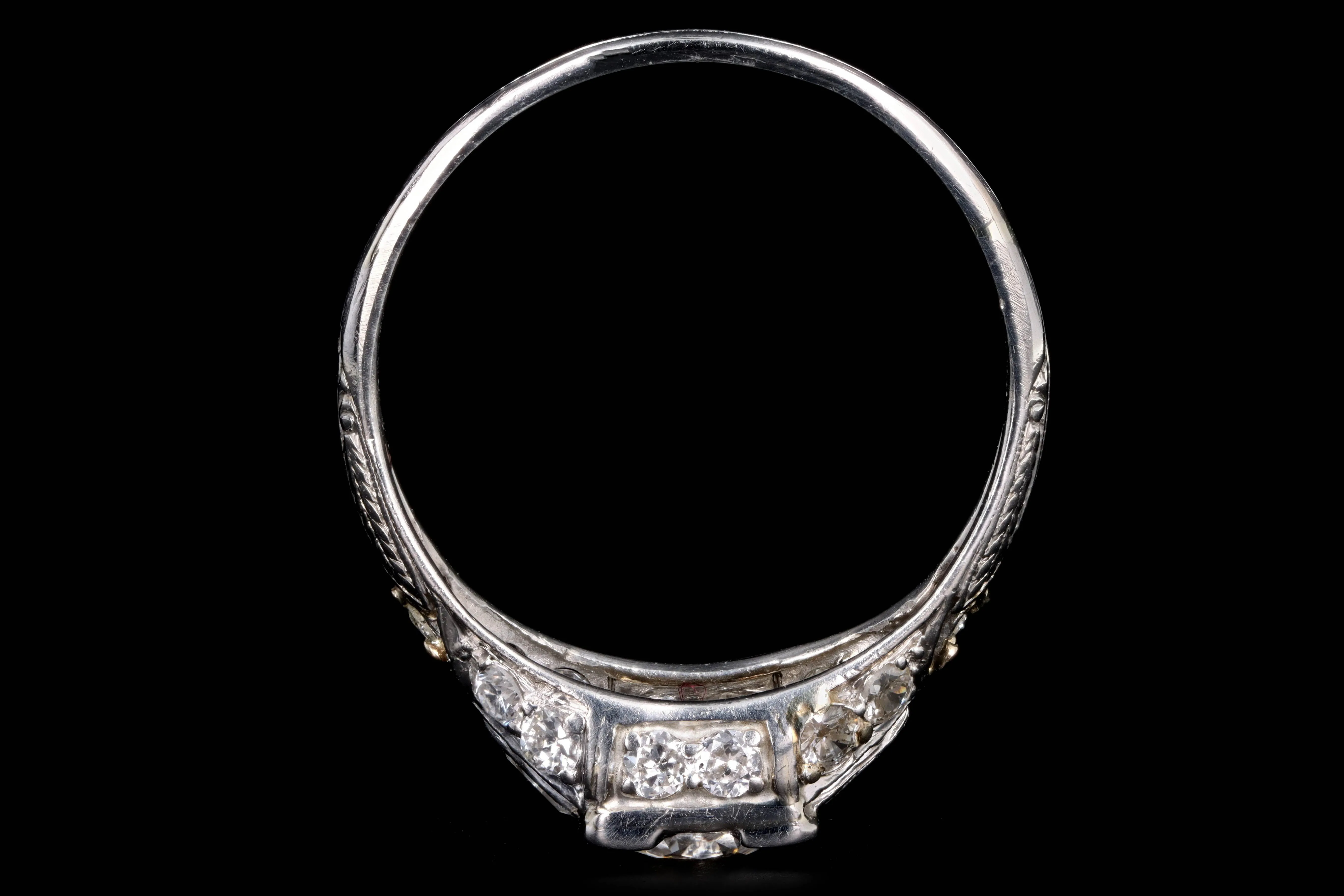 Art Deco Platinum 1.16 Old European Cut Diamond Engagement Ring