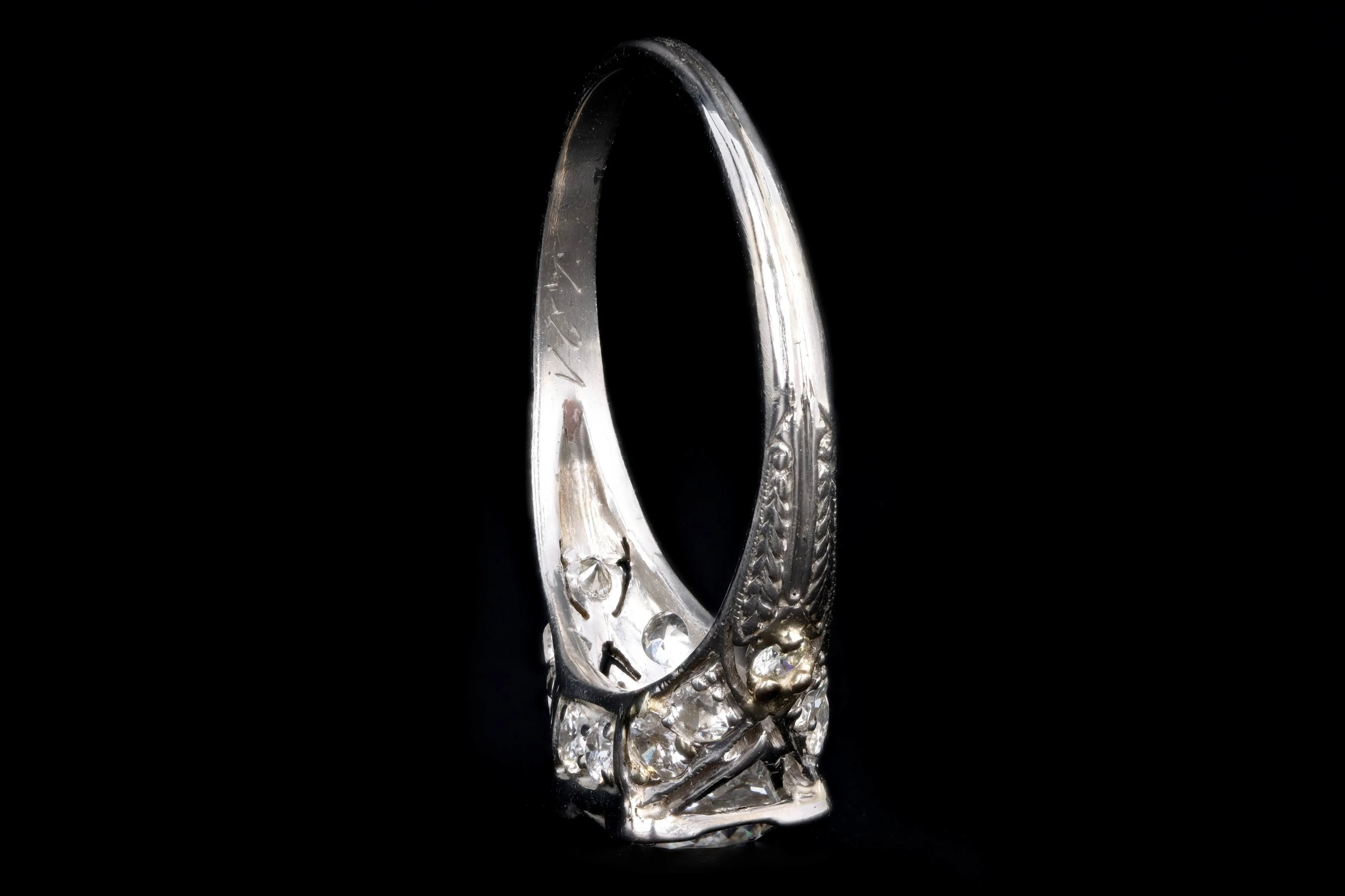 Art Deco Platinum 1.16 Old European Cut Diamond Engagement Ring