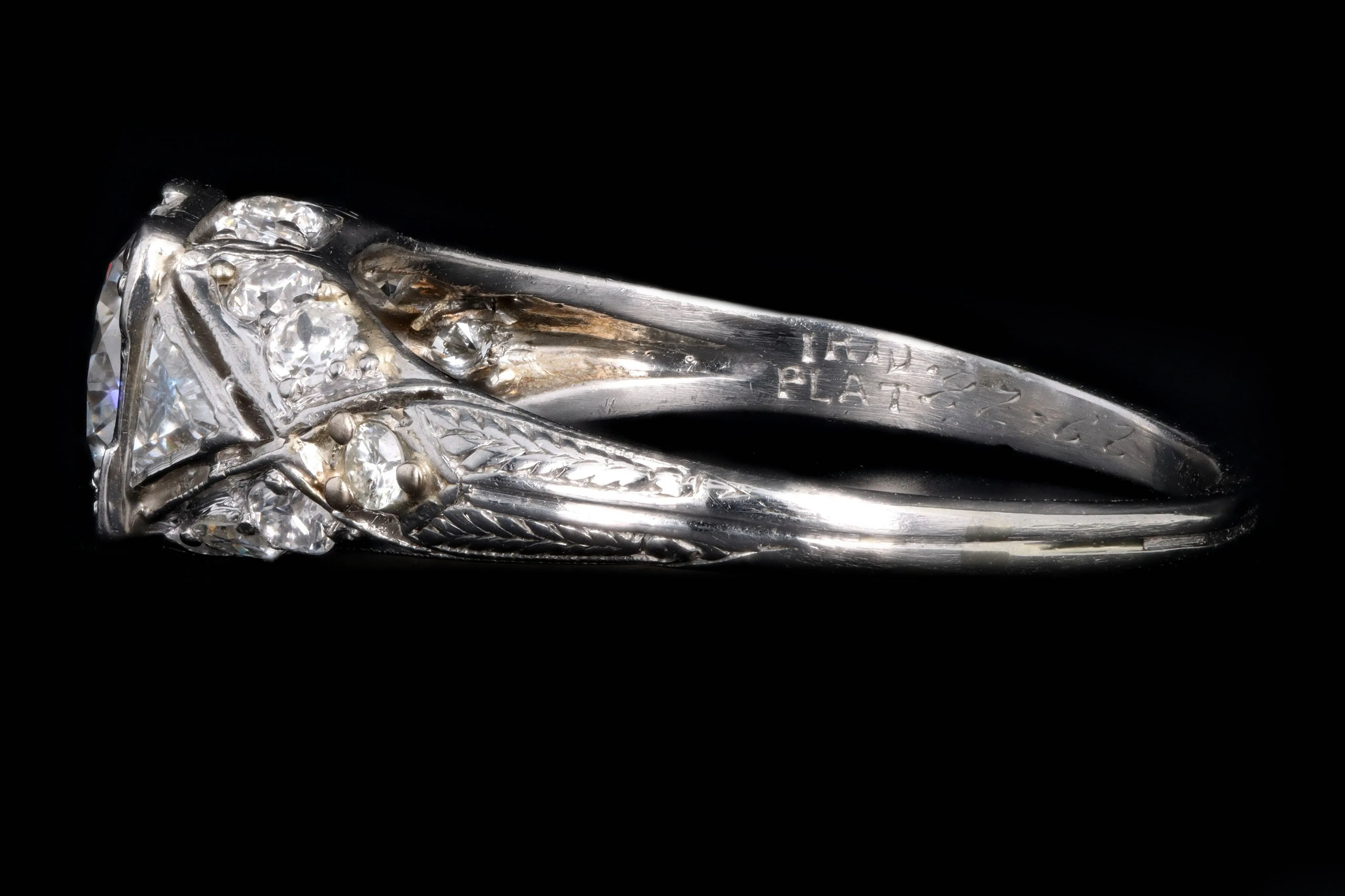 Art Deco Platinum 1.16 Old European Cut Diamond Engagement Ring