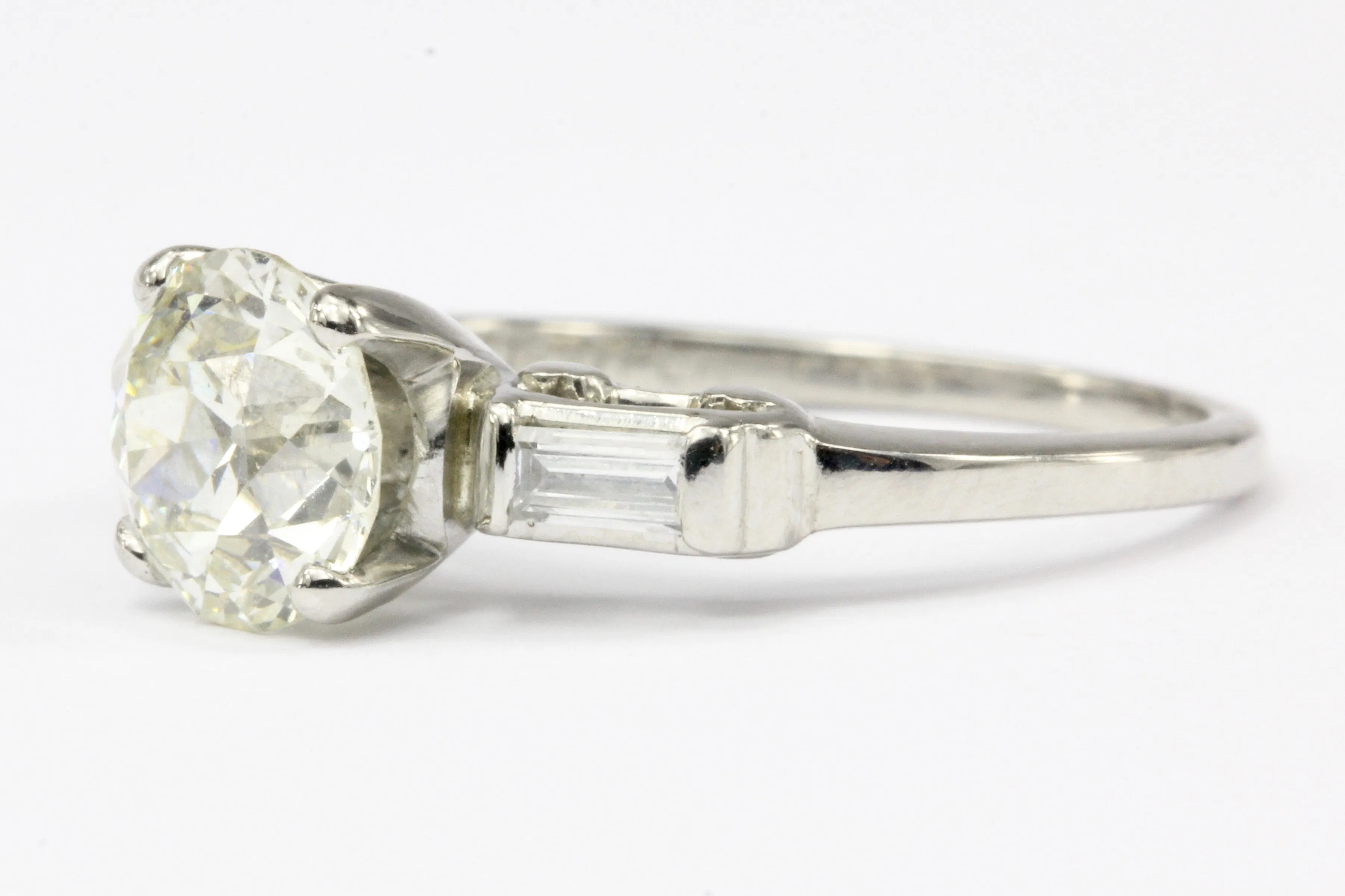 Art Deco Platinum 1.27 CT Old European Cut Diamond Engagement Ring Size 5