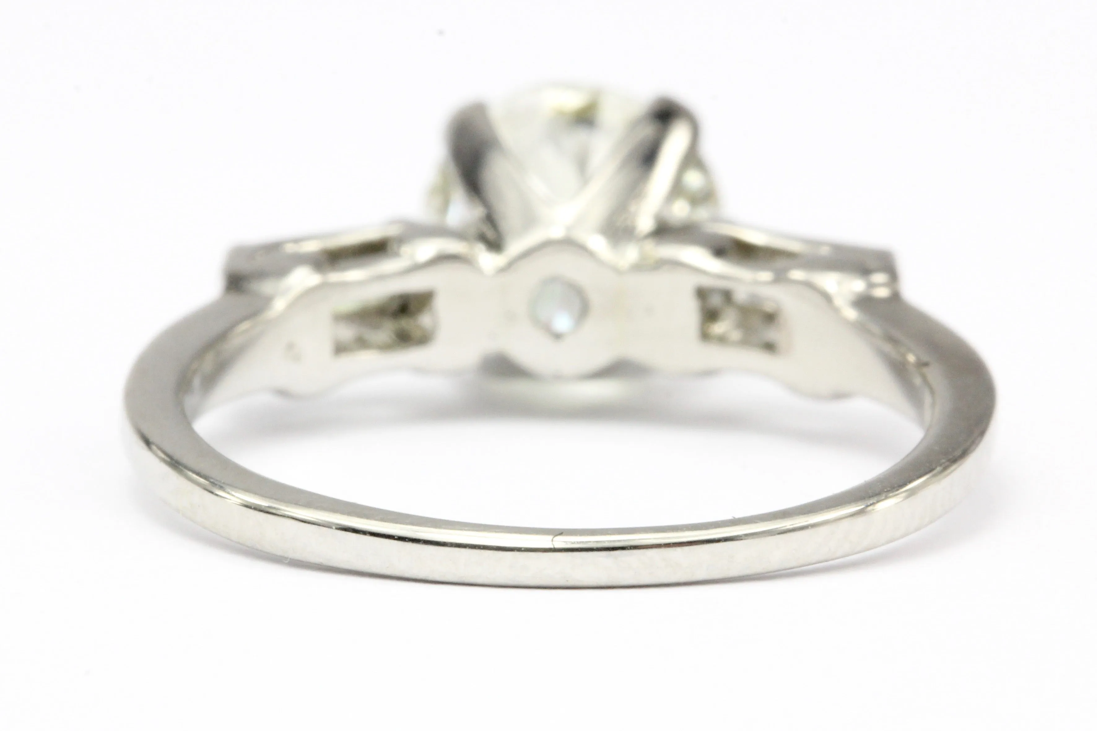 Art Deco Platinum 1.27 CT Old European Cut Diamond Engagement Ring Size 5