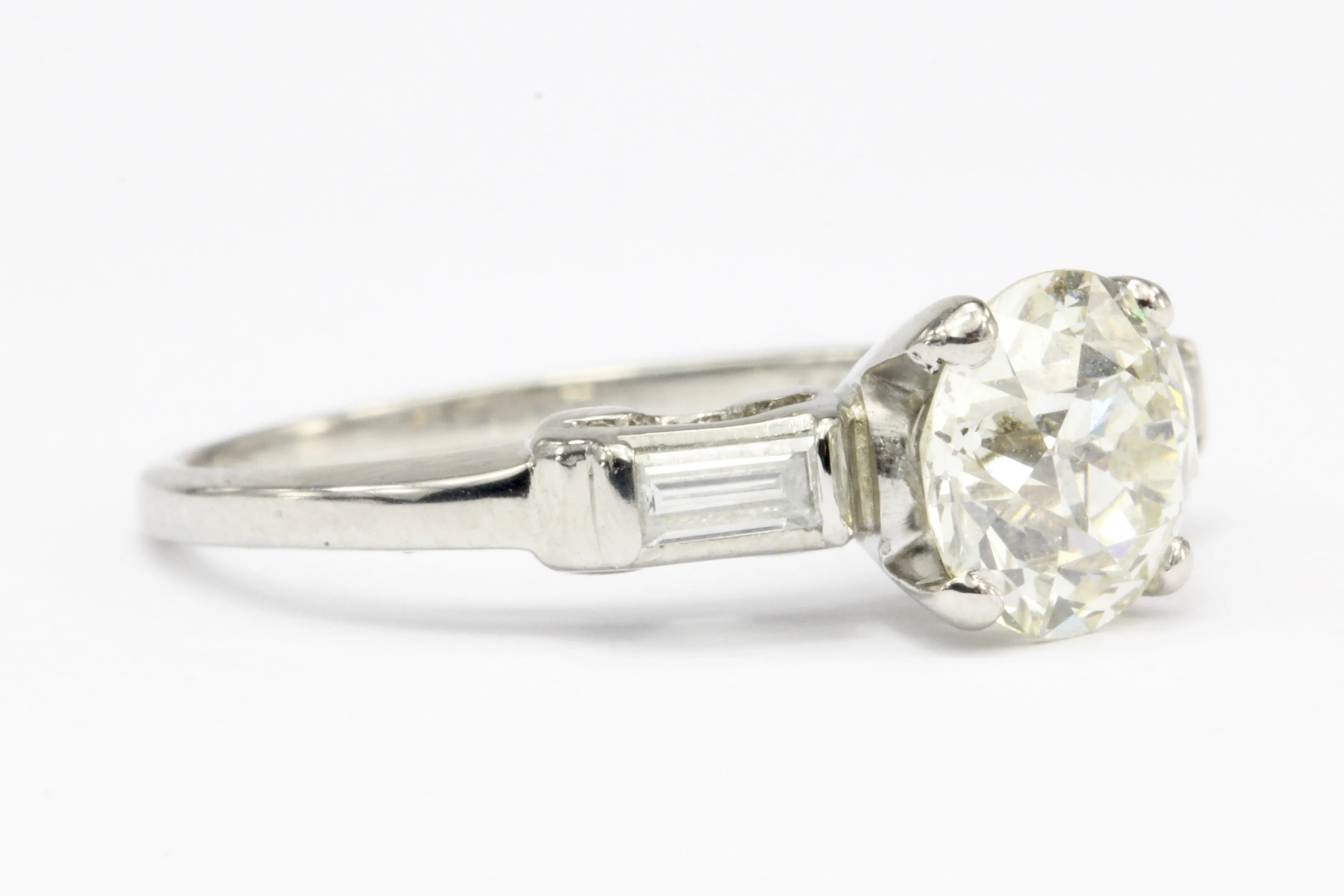 Art Deco Platinum 1.27 CT Old European Cut Diamond Engagement Ring Size 5
