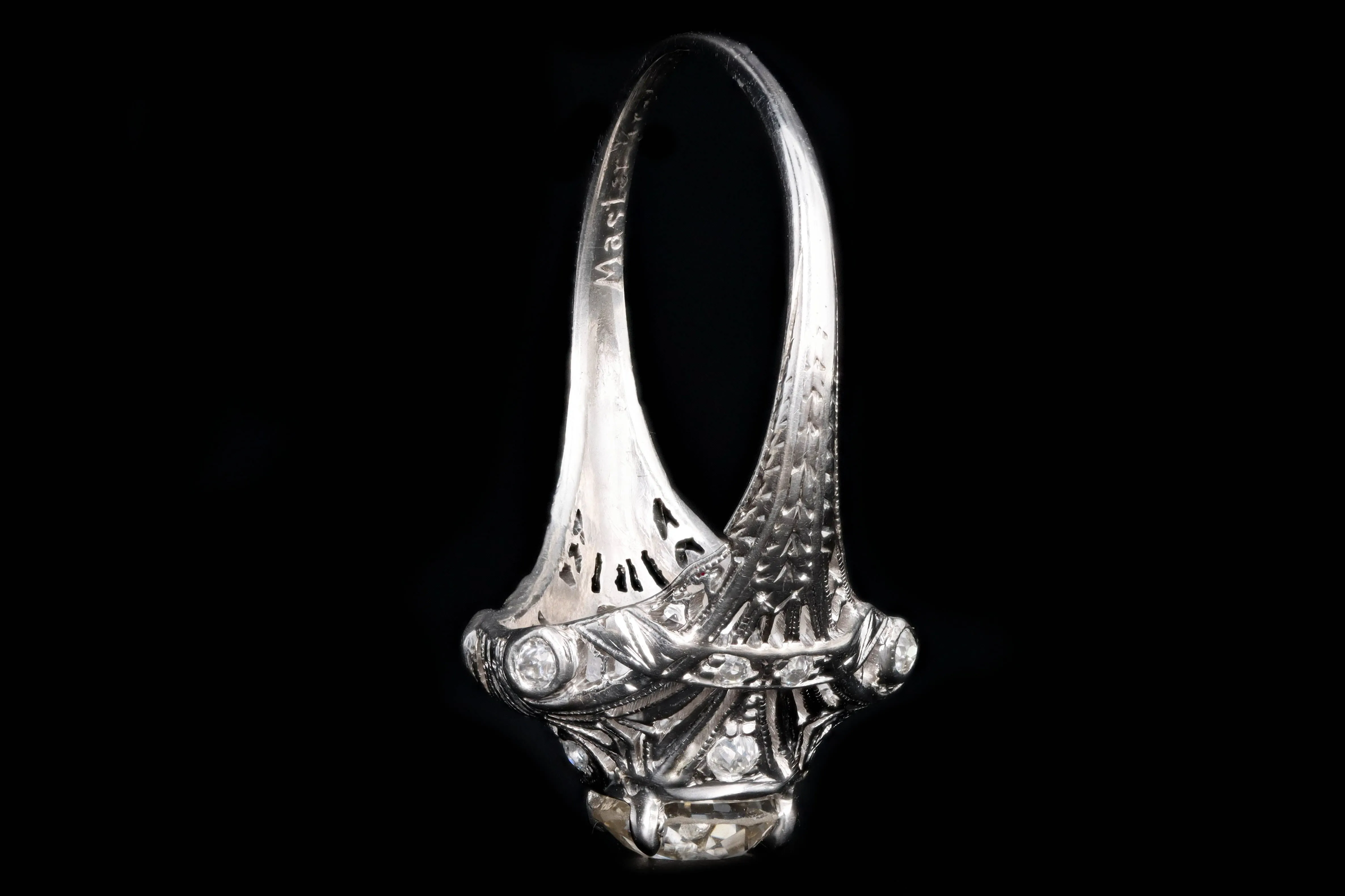 Art Deco Platinum 1.31 Carat Old European Diamond Ring