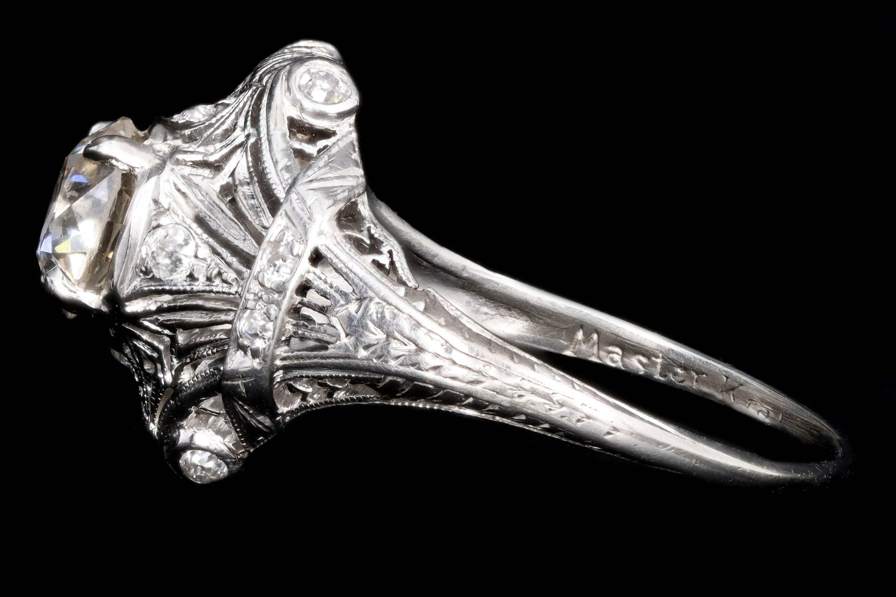 Art Deco Platinum 1.31 Carat Old European Diamond Ring