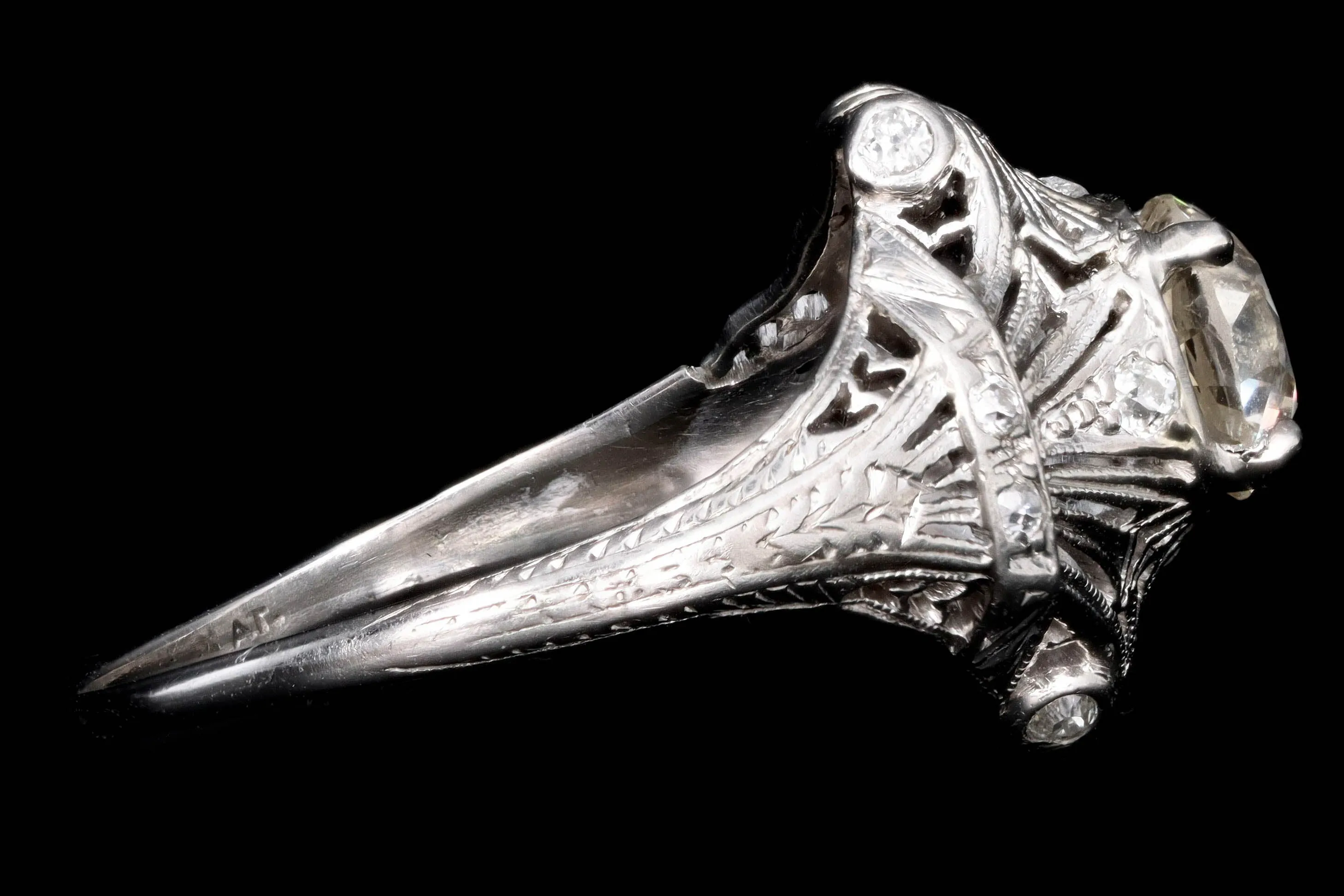 Art Deco Platinum 1.31 Carat Old European Diamond Ring