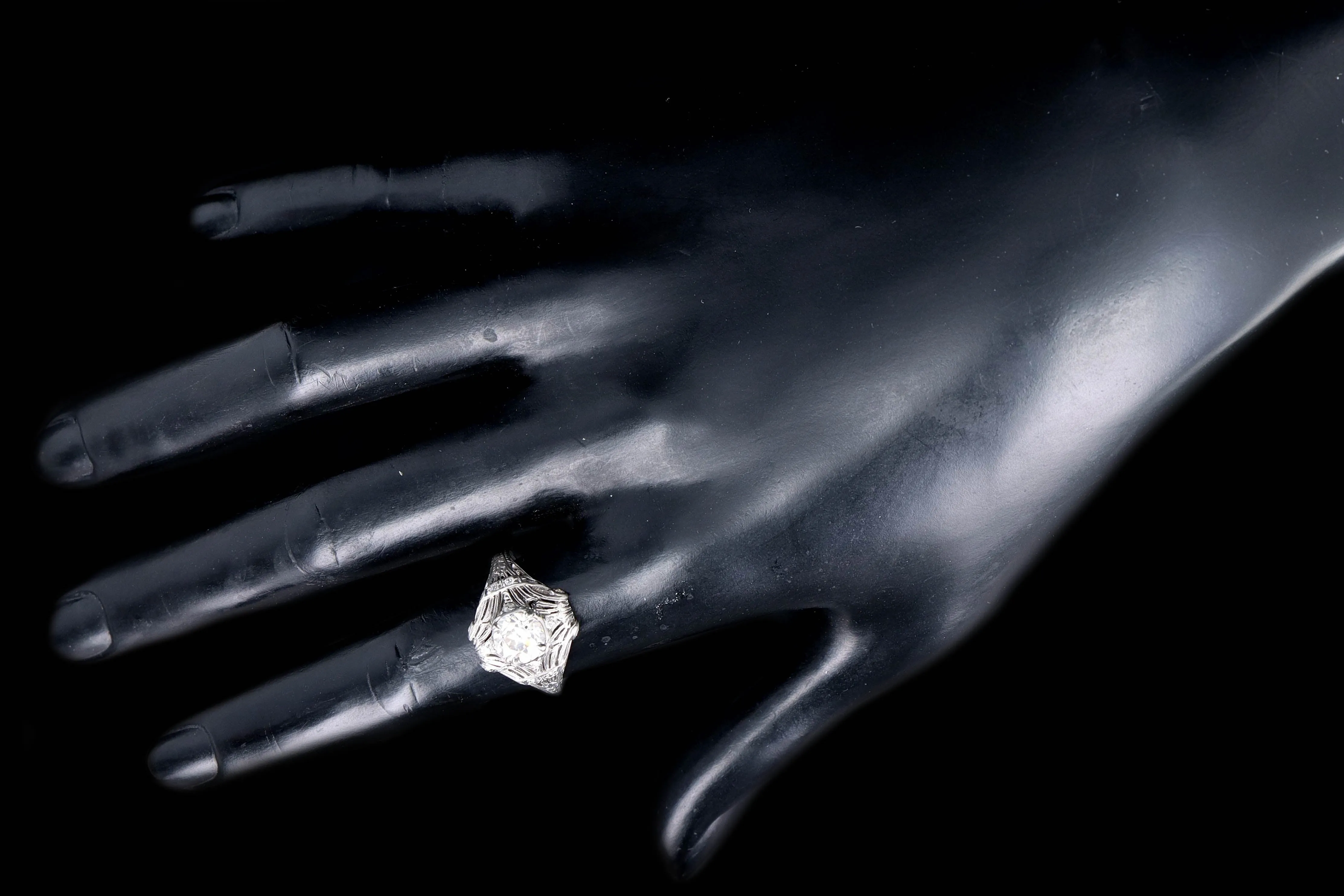 Art Deco Platinum 1.31 Carat Old European Diamond Ring