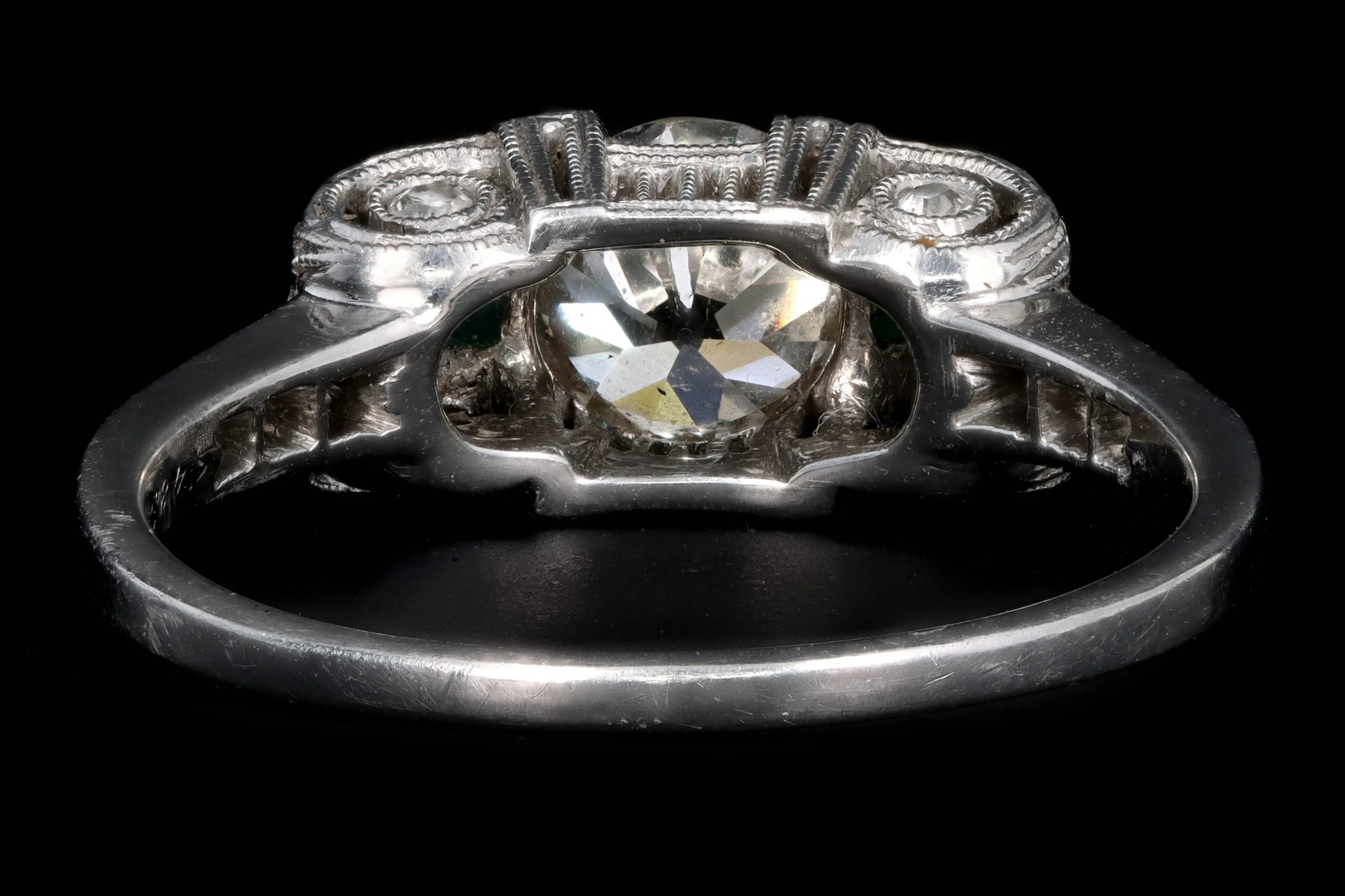 Art Deco Platinum .75 Carat Old European Cut Diamond Engagement Ring