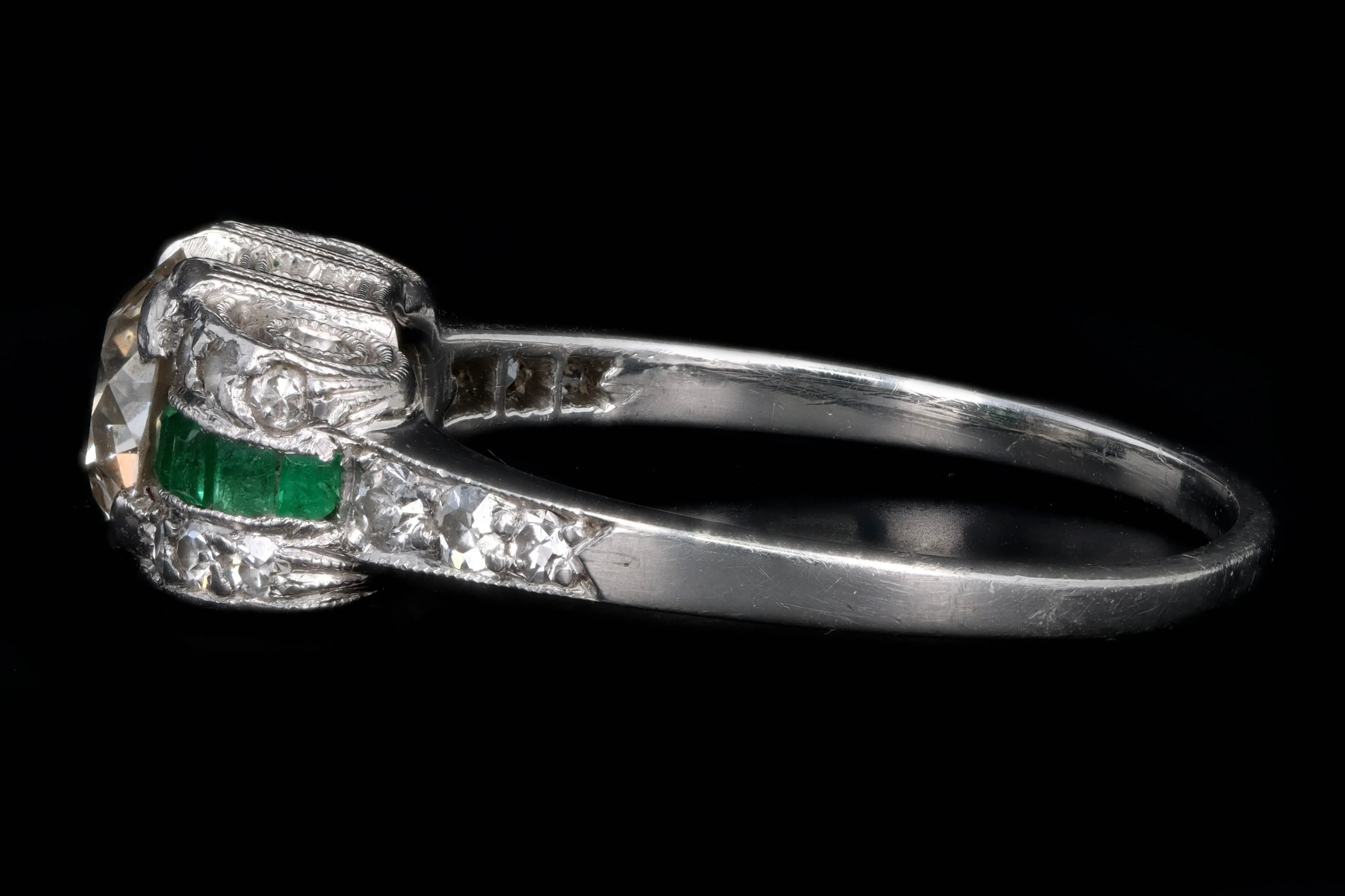 Art Deco Platinum .75 Carat Old European Cut Diamond Engagement Ring