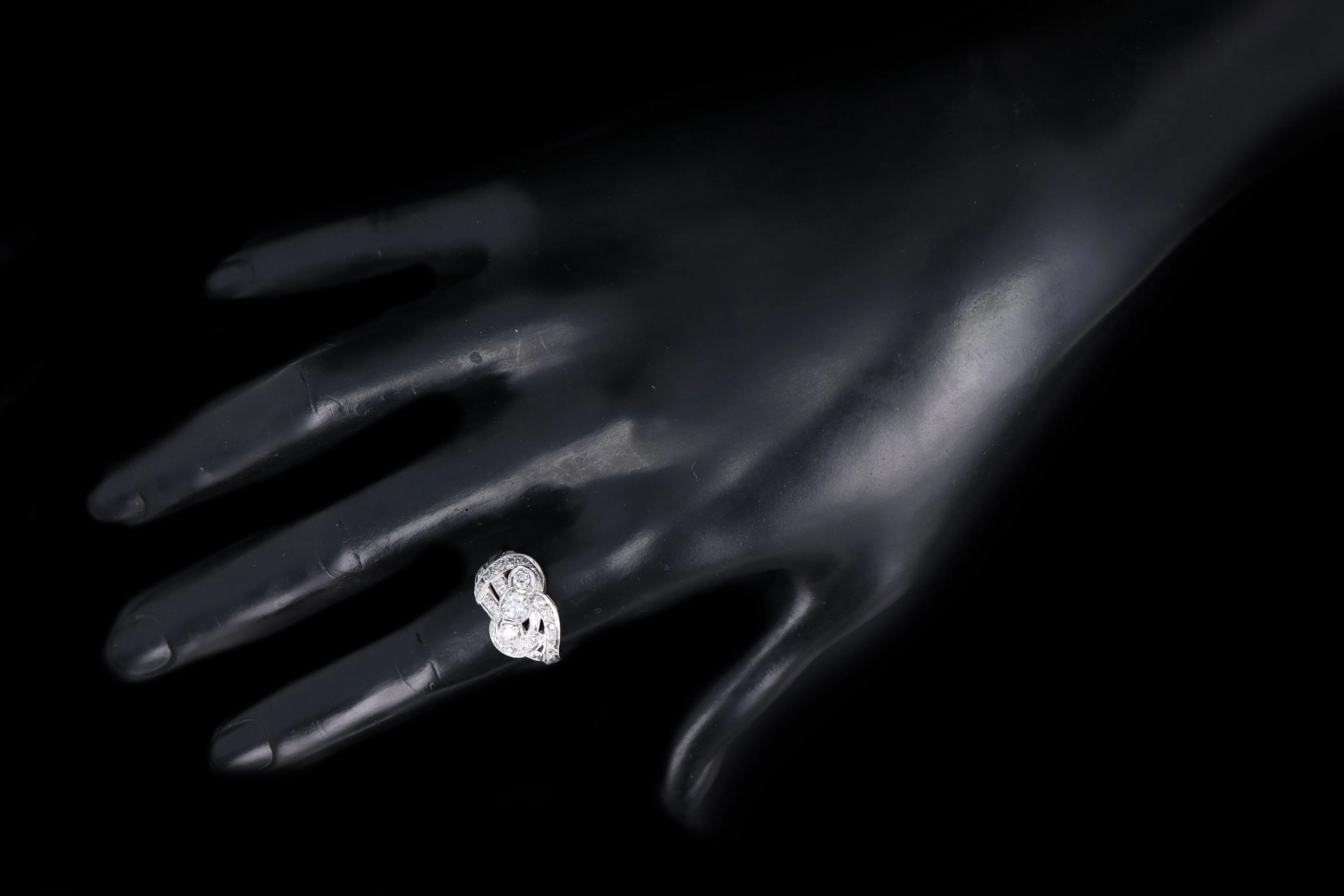 Art Deco Platinum .75 Carat Total Weight Old European Diamond Ring