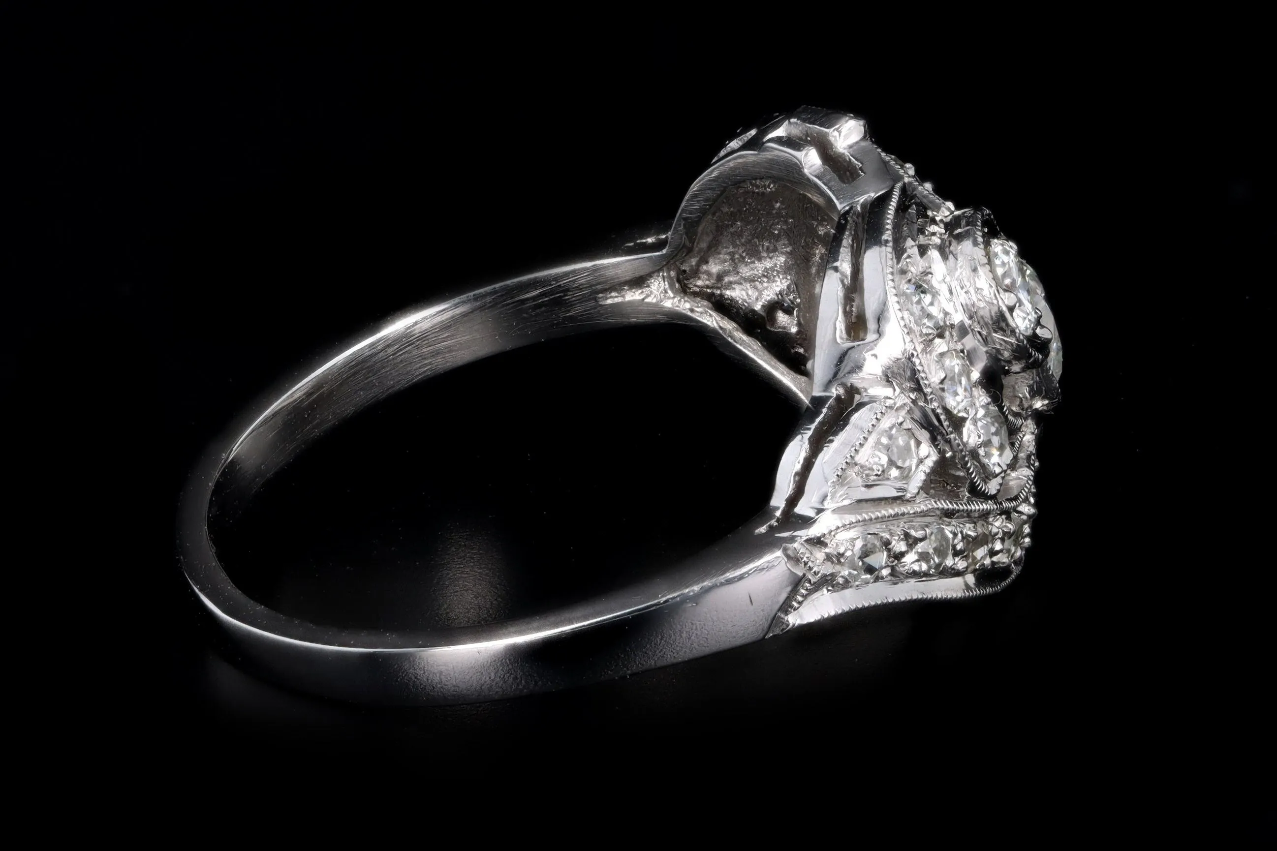 Art Deco Platinum .75 Carat Total Weight Old European Diamond Ring