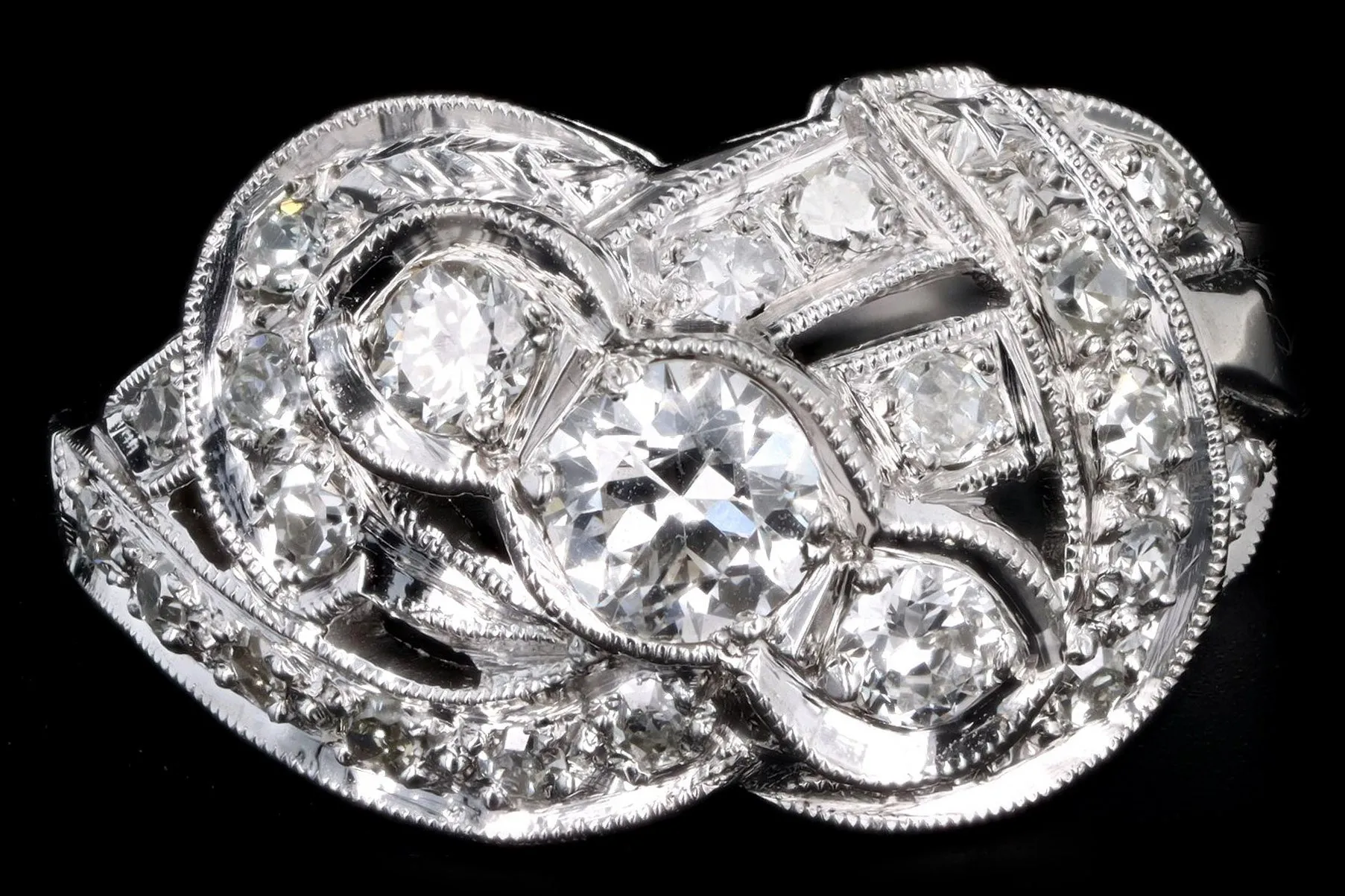Art Deco Platinum .75 Carat Total Weight Old European Diamond Ring