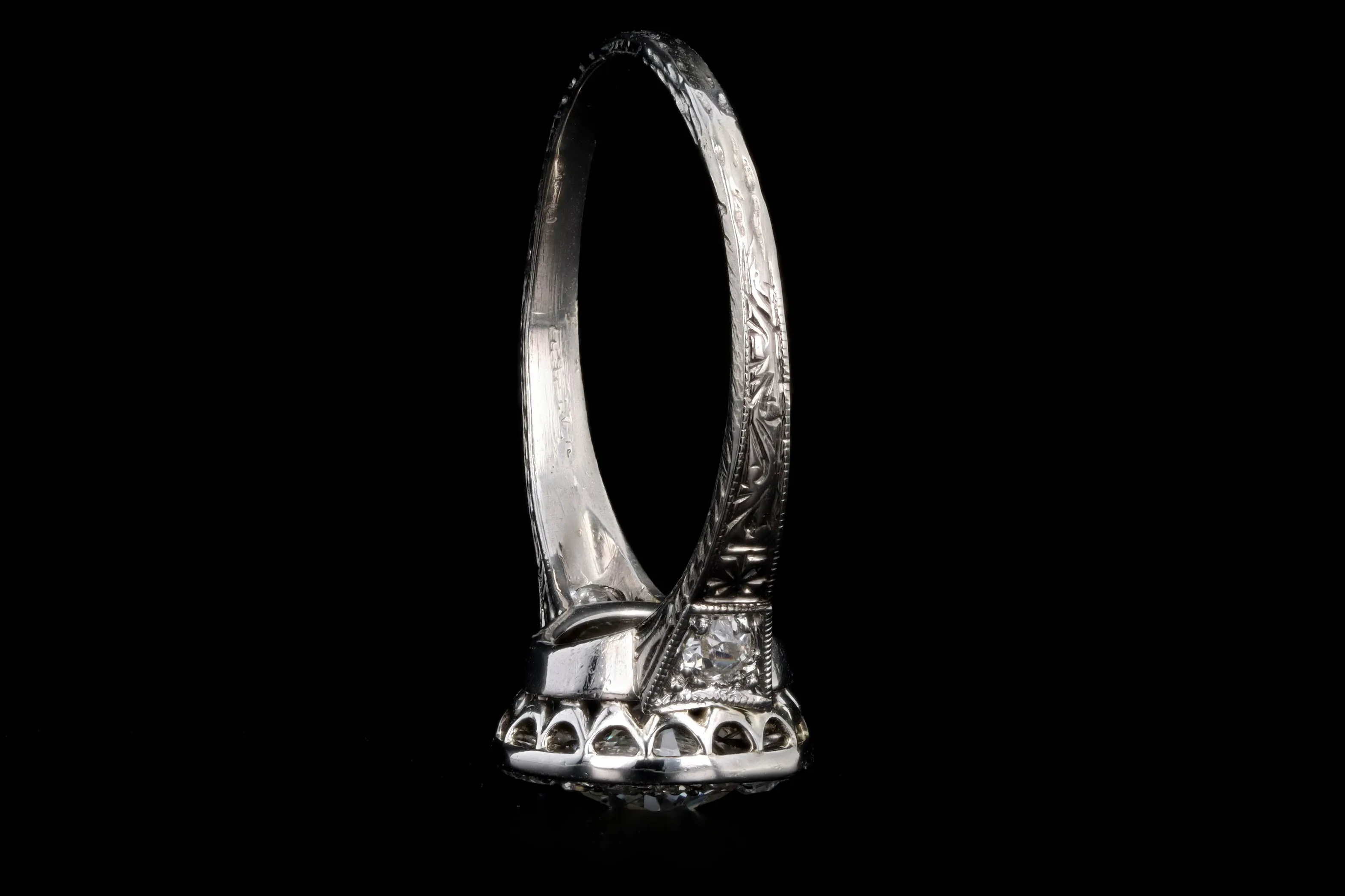 Art Deco Platinum & 18K White Gold .90 Carat Old European Diamond Halo Engagement Ring