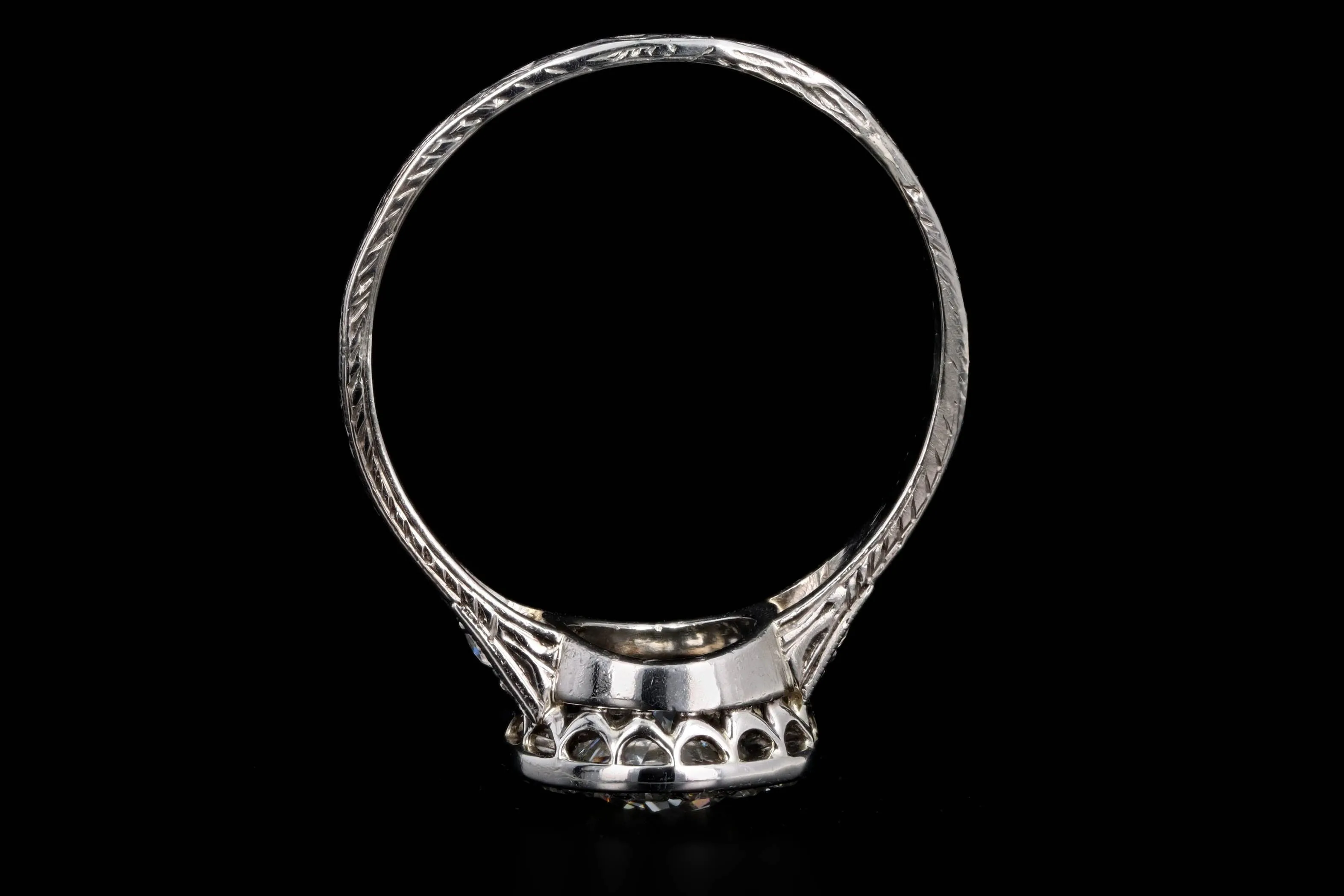 Art Deco Platinum & 18K White Gold .90 Carat Old European Diamond Halo Engagement Ring