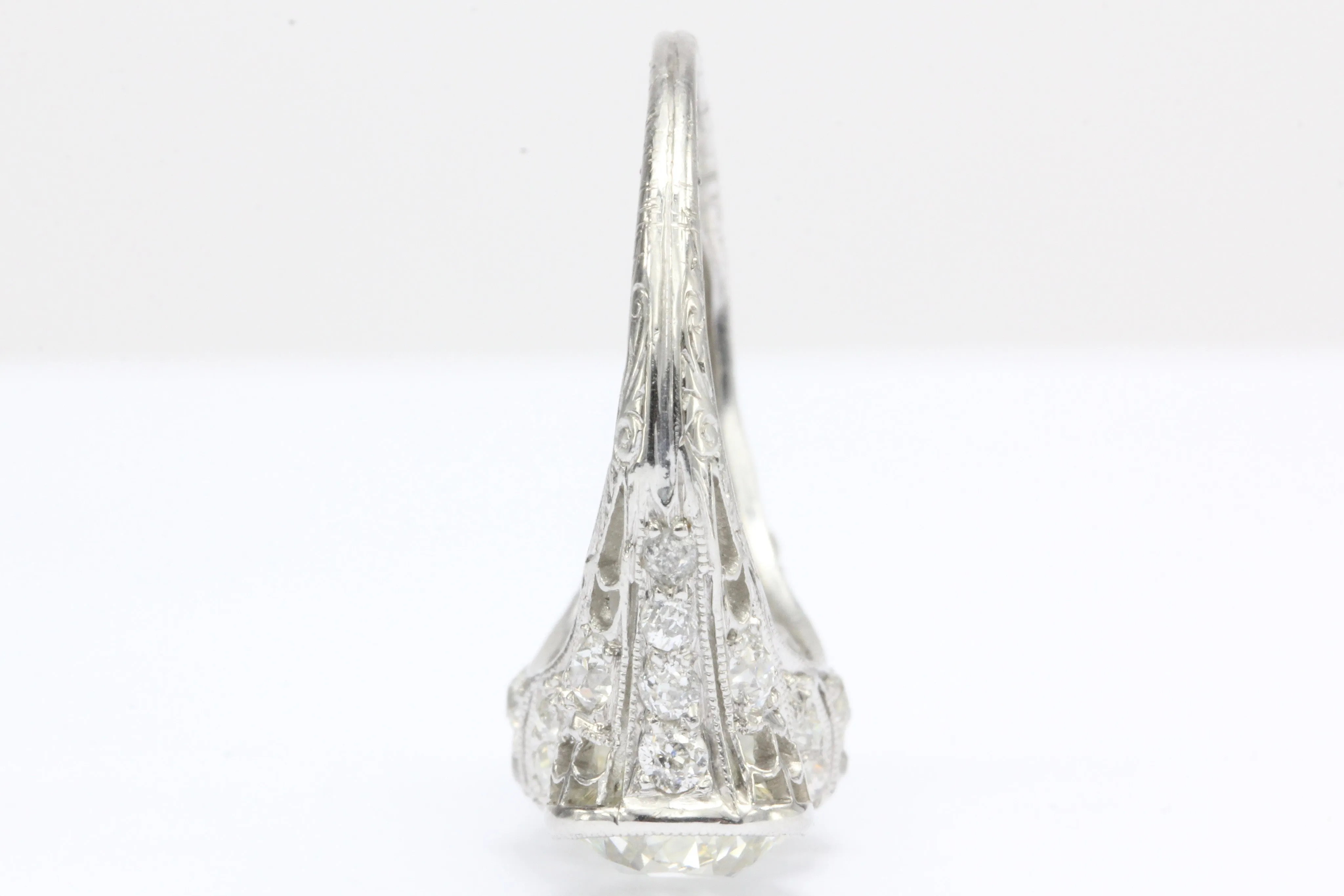 Art Deco Platinum & 5.1 Carat Old European Cut Diamond Hutchison & Huestis Engagement Ring