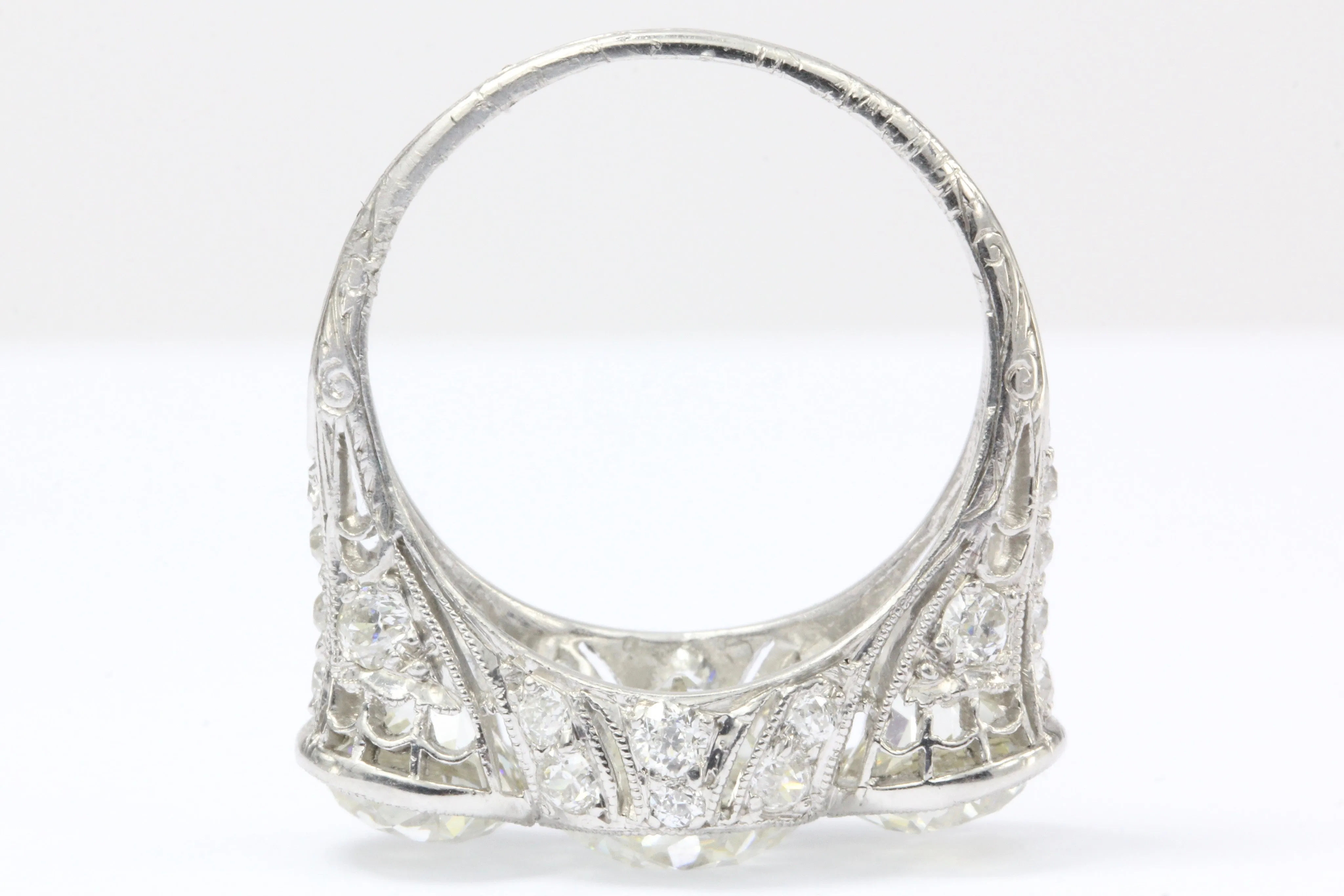 Art Deco Platinum & 5.1 Carat Old European Cut Diamond Hutchison & Huestis Engagement Ring