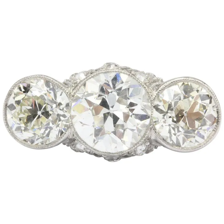 Art Deco Platinum & 5.1 Carat Old European Cut Diamond Hutchison & Huestis Engagement Ring