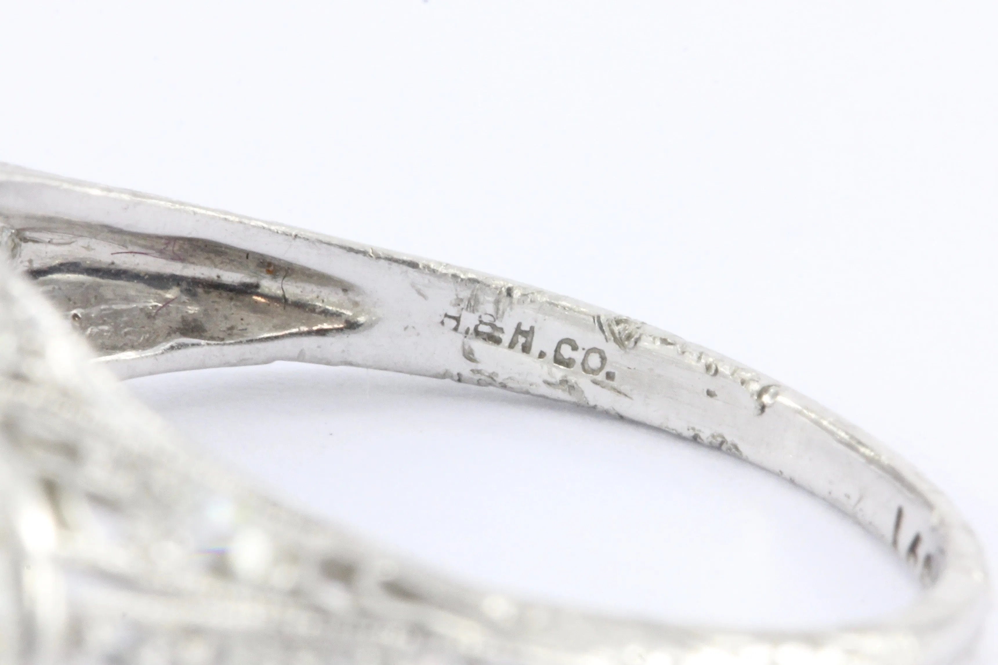 Art Deco Platinum & 5.1 Carat Old European Cut Diamond Hutchison & Huestis Engagement Ring