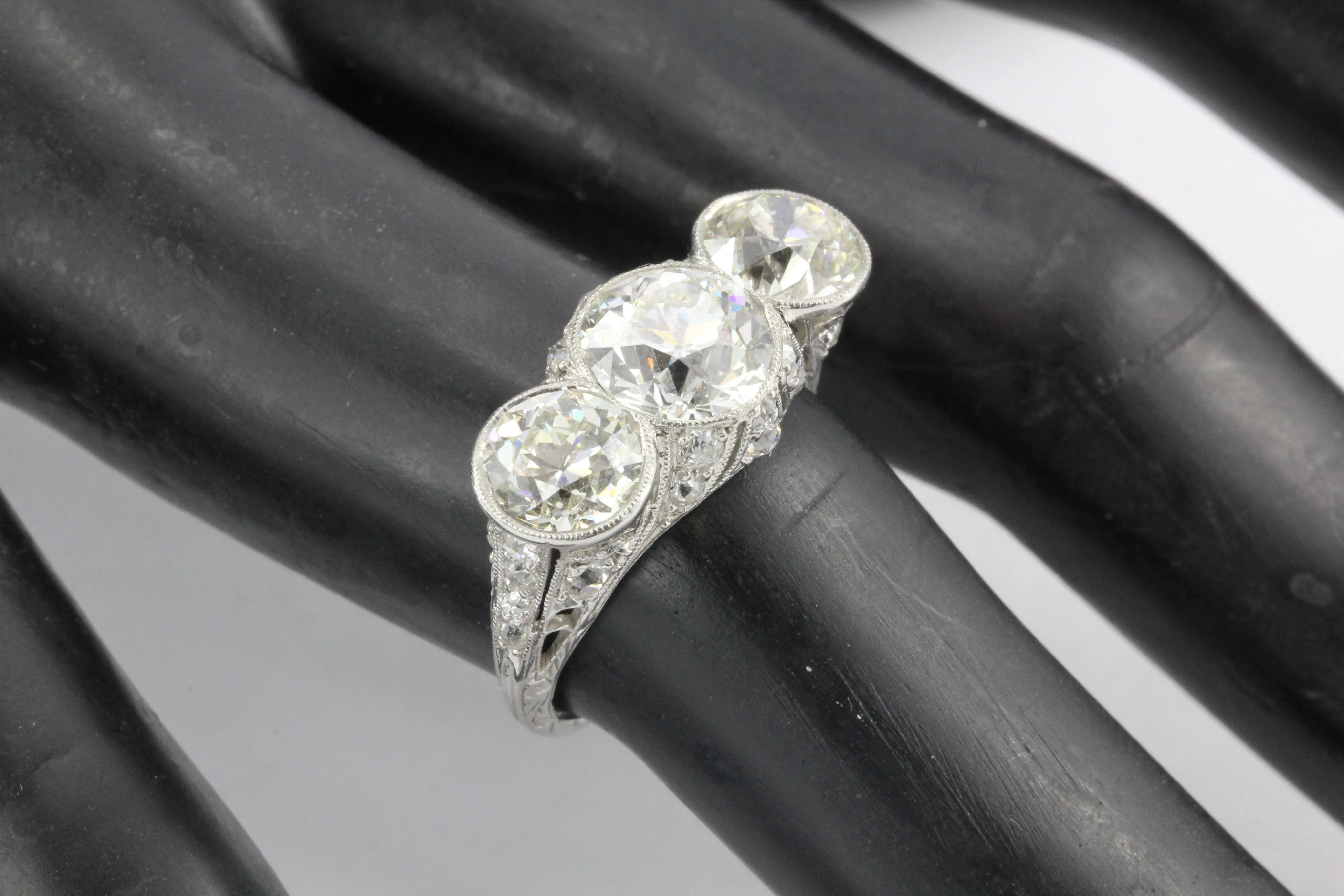 Art Deco Platinum & 5.1 Carat Old European Cut Diamond Hutchison & Huestis Engagement Ring
