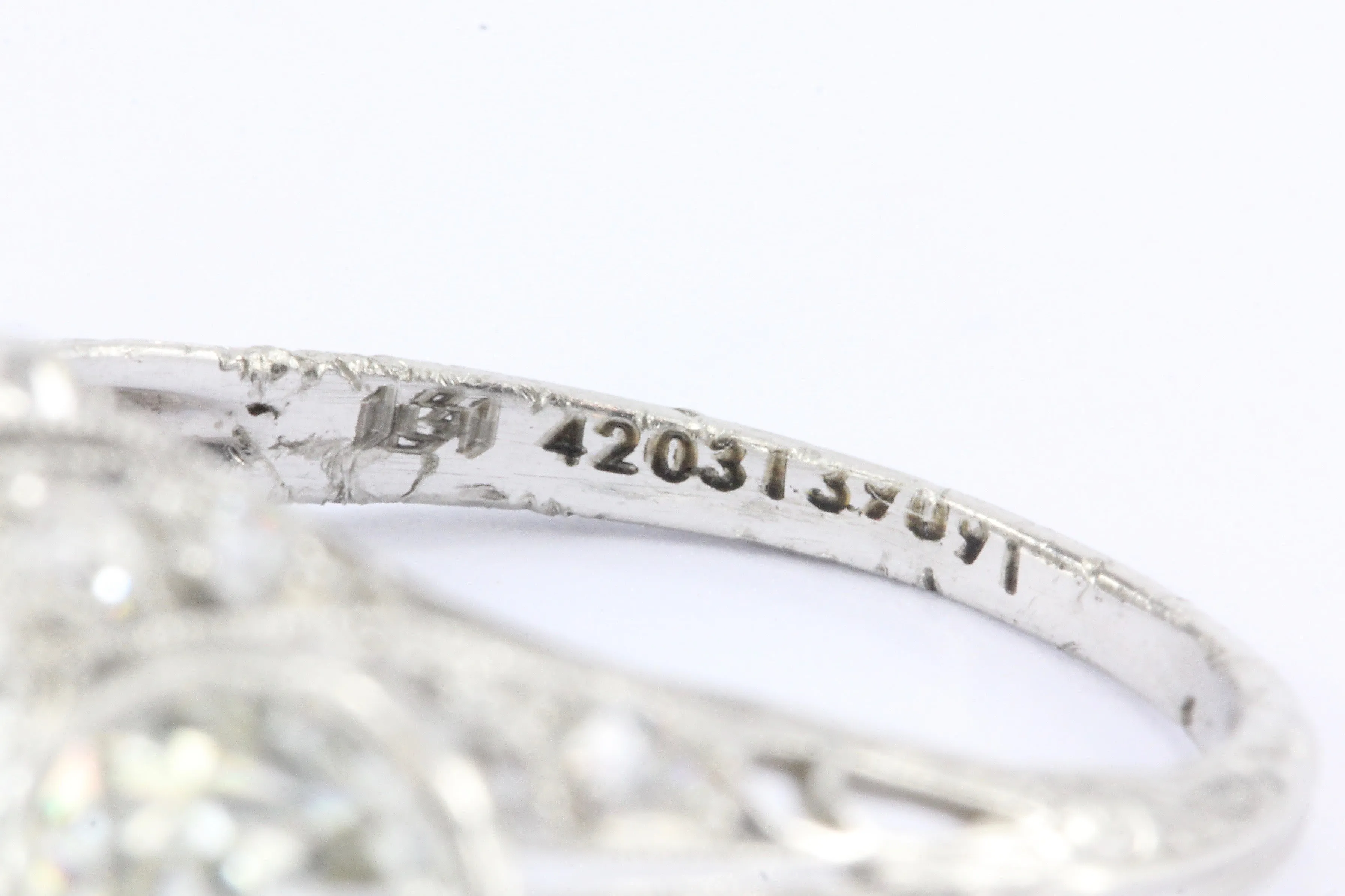 Art Deco Platinum & 5.1 Carat Old European Cut Diamond Hutchison & Huestis Engagement Ring