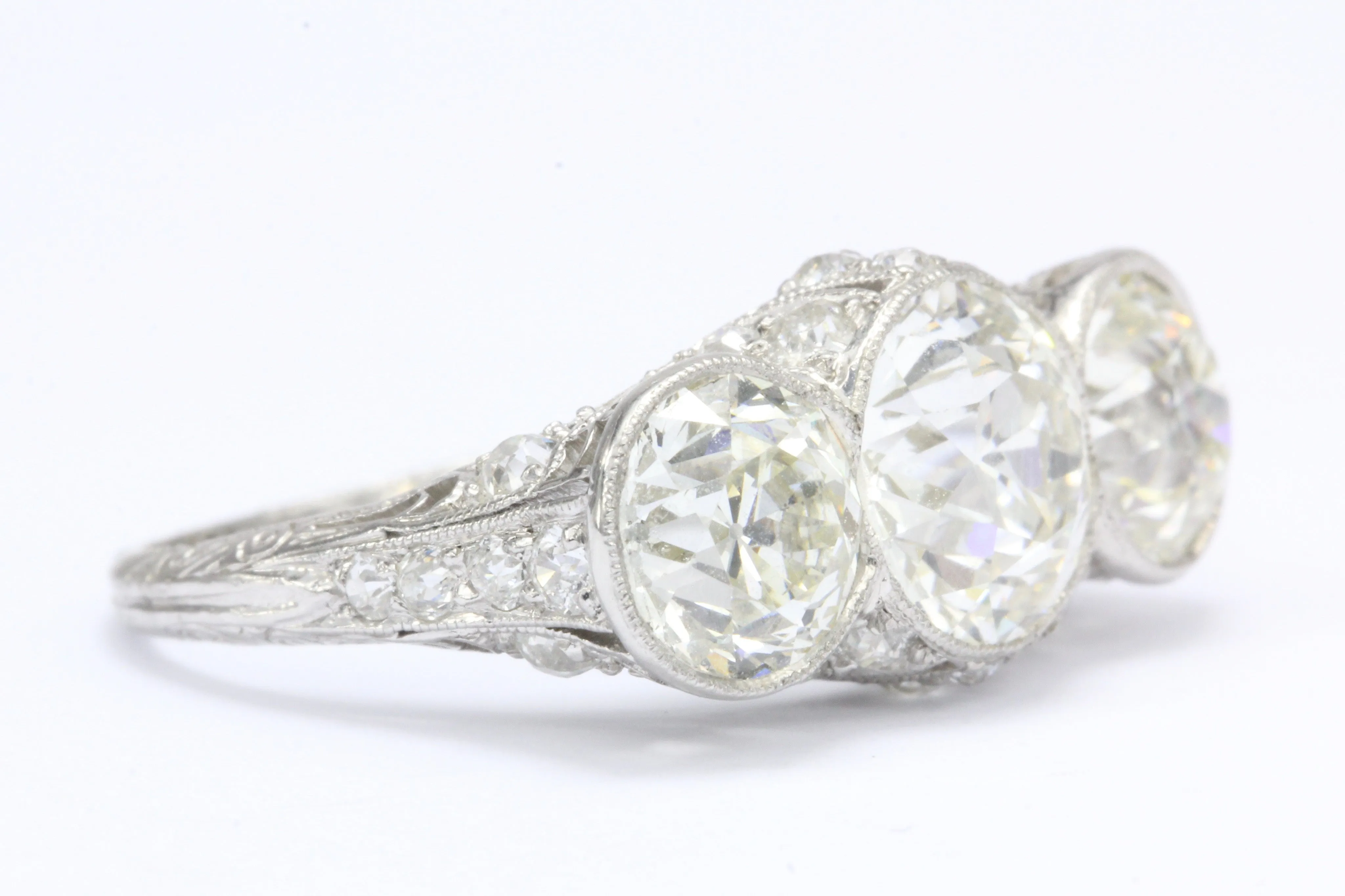 Art Deco Platinum & 5.1 Carat Old European Cut Diamond Hutchison & Huestis Engagement Ring