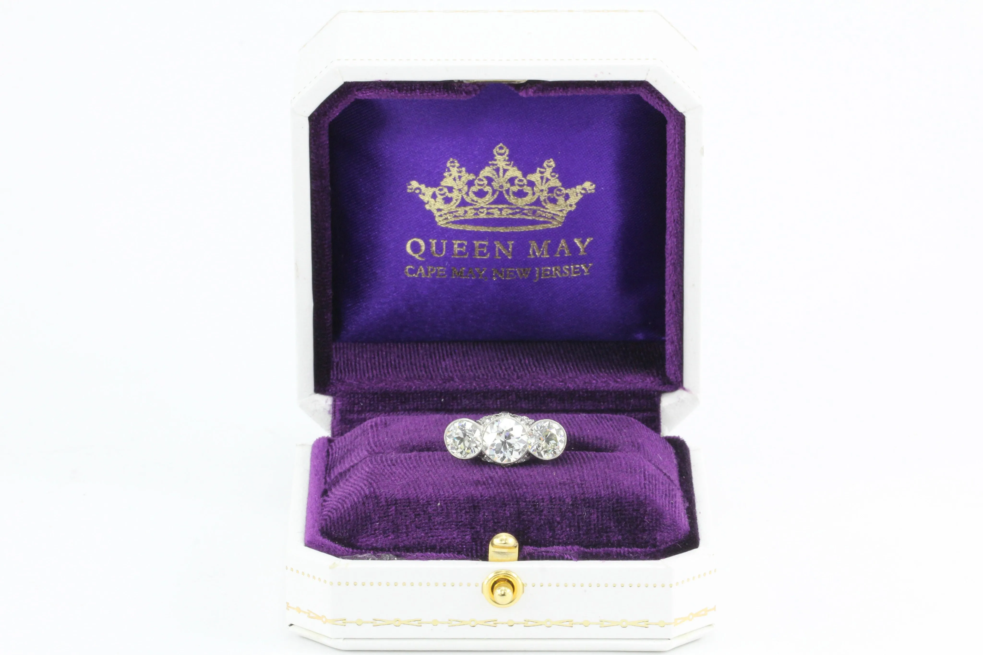 Art Deco Platinum & 5.1 Carat Old European Cut Diamond Hutchison & Huestis Engagement Ring