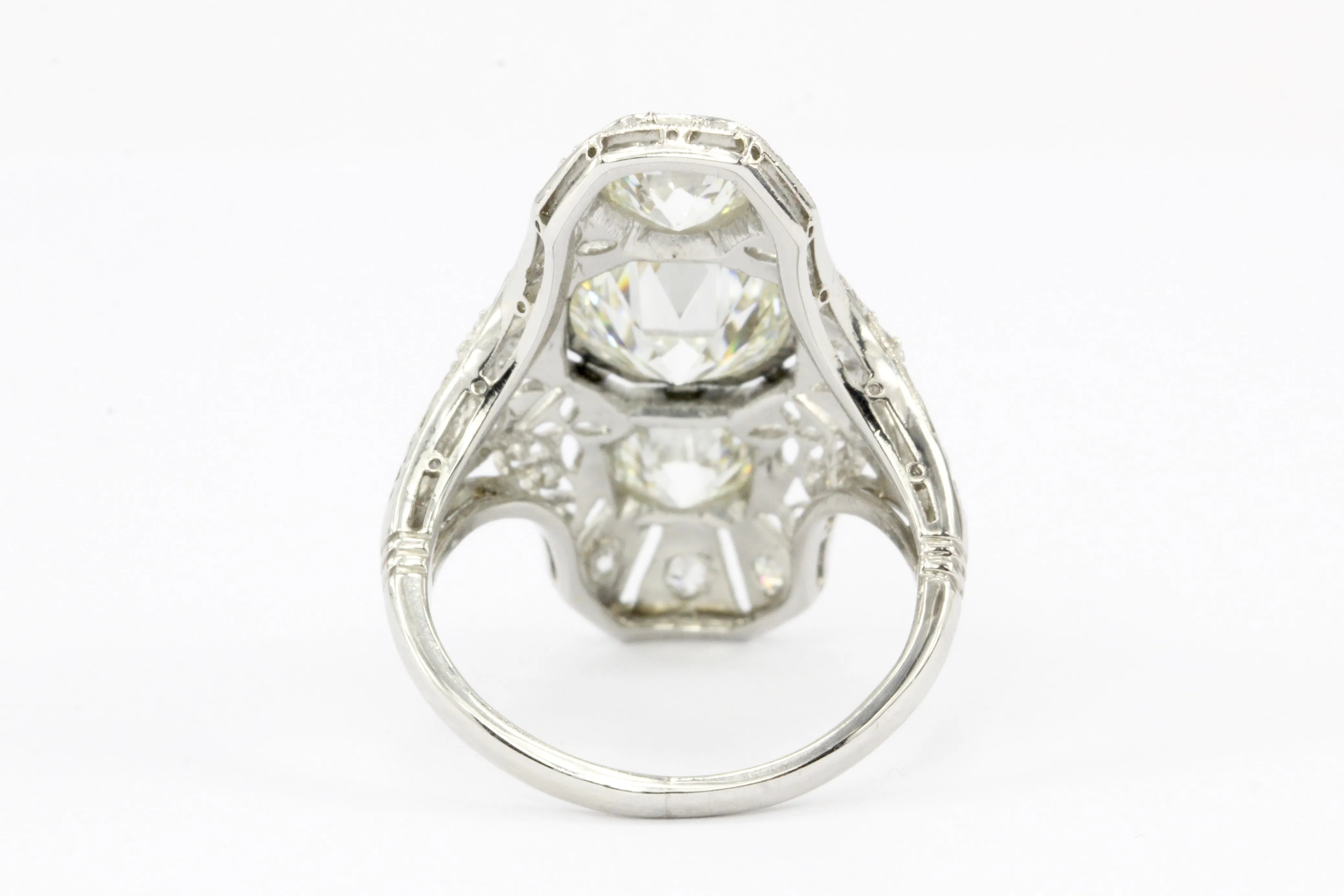Art Deco Platinum Diamond Shield Ring