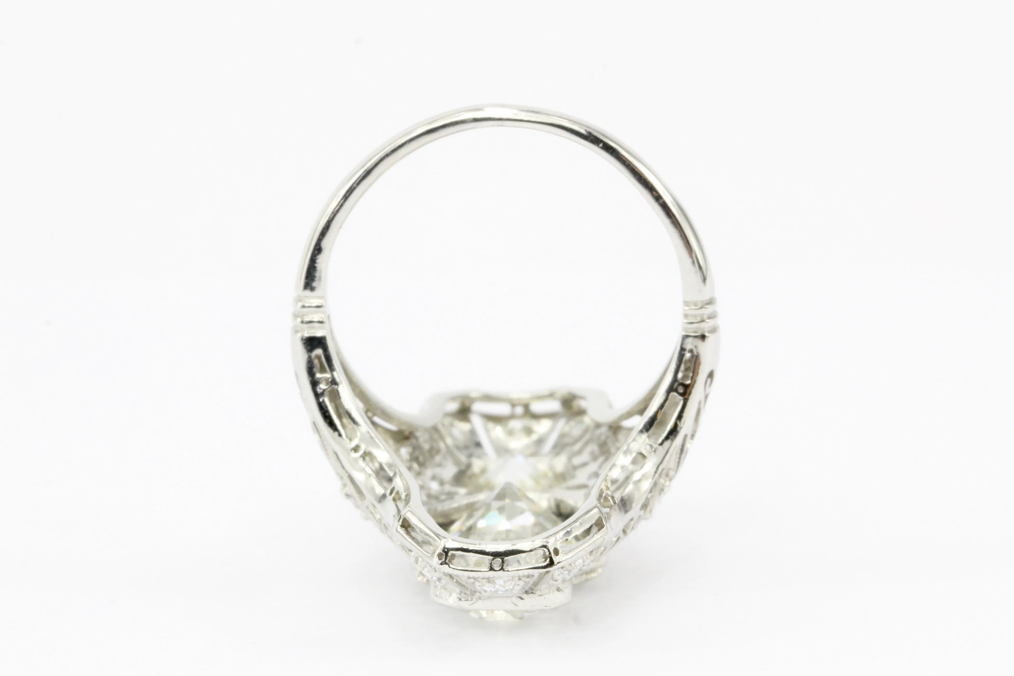 Art Deco Platinum Diamond Shield Ring