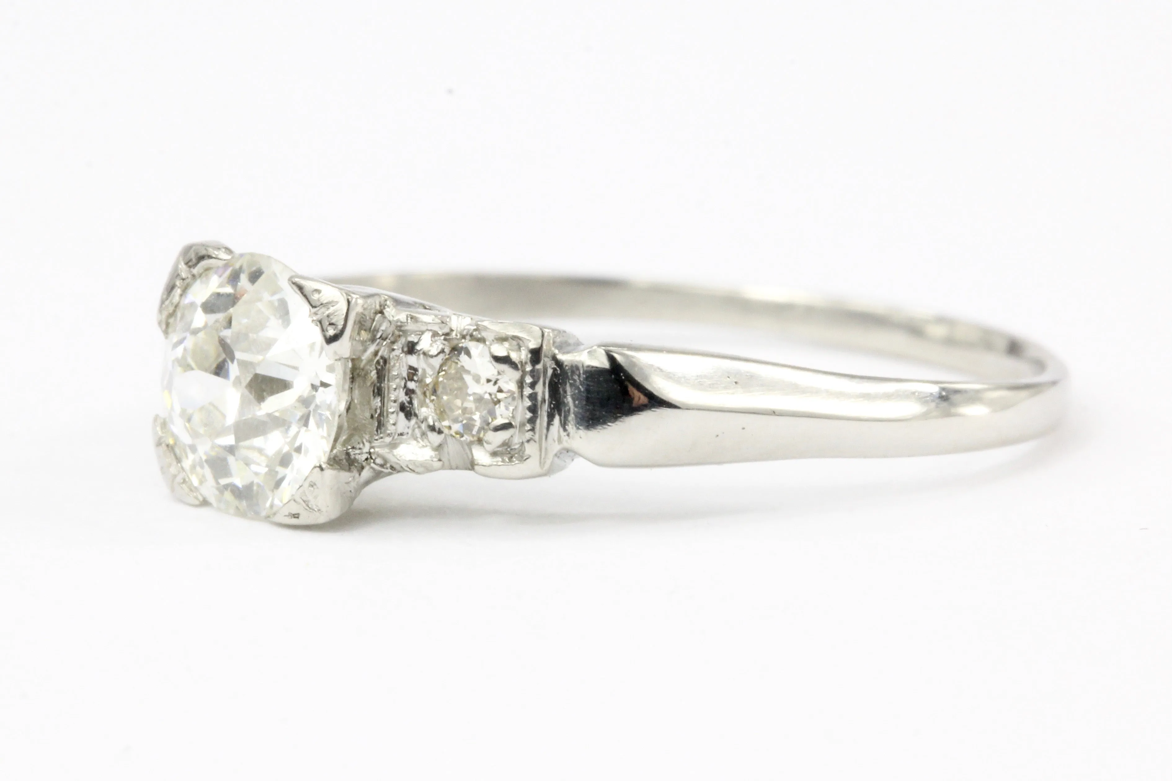 Art Deco Platinum Old European Cut Diamond Engagement Ring c.1930's