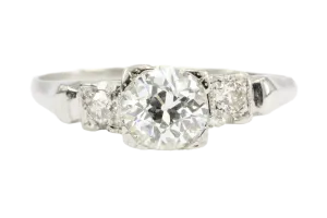 Art Deco Platinum Old European Cut Diamond Engagement Ring c.1930's