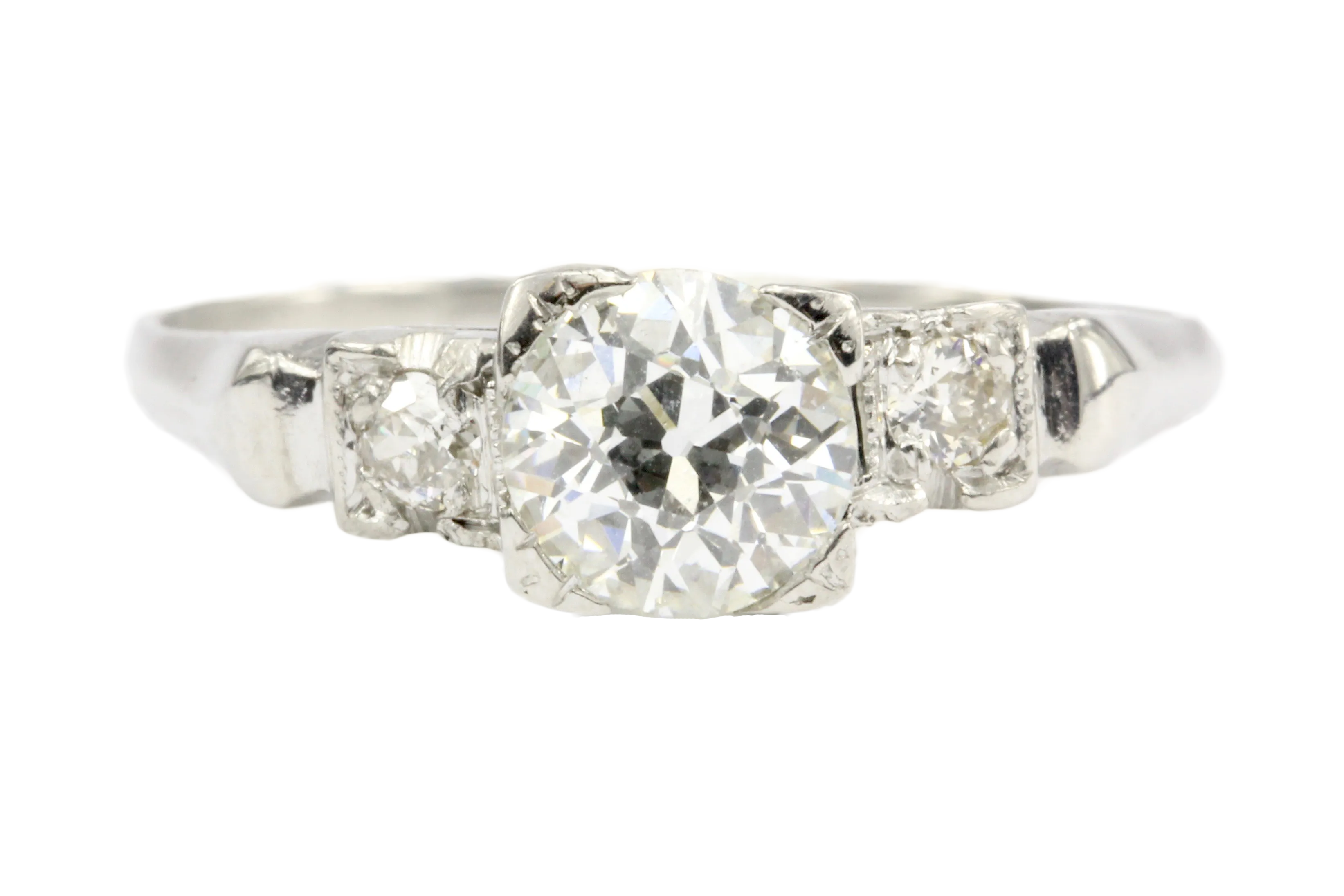 Art Deco Platinum Old European Cut Diamond Engagement Ring c.1930's