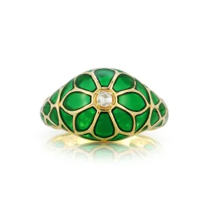 Aura Lalita Ring in Lime-Green with Diamond