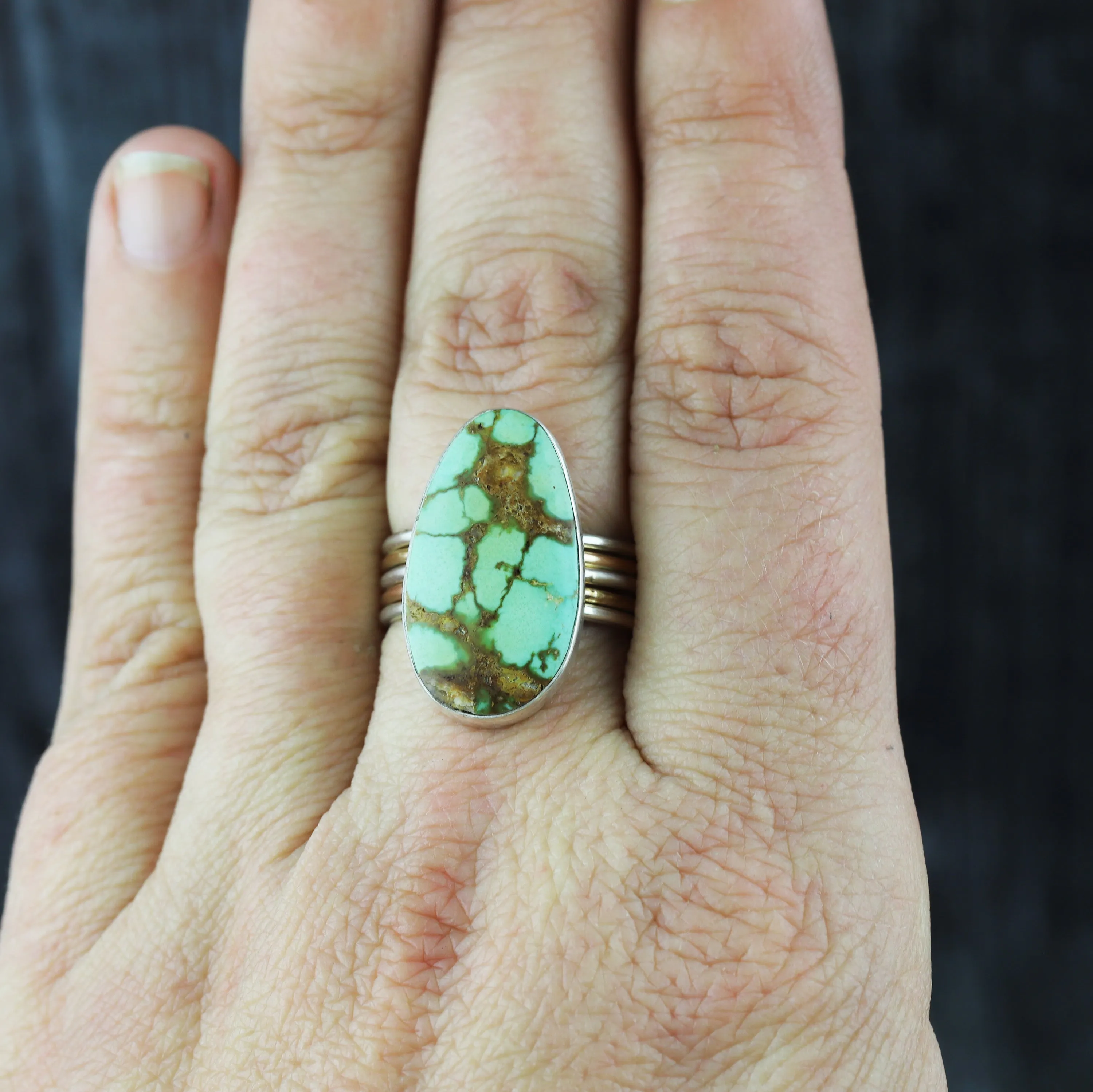 Australian Variscite Mixed Metal 5-Stack Ring size US 9