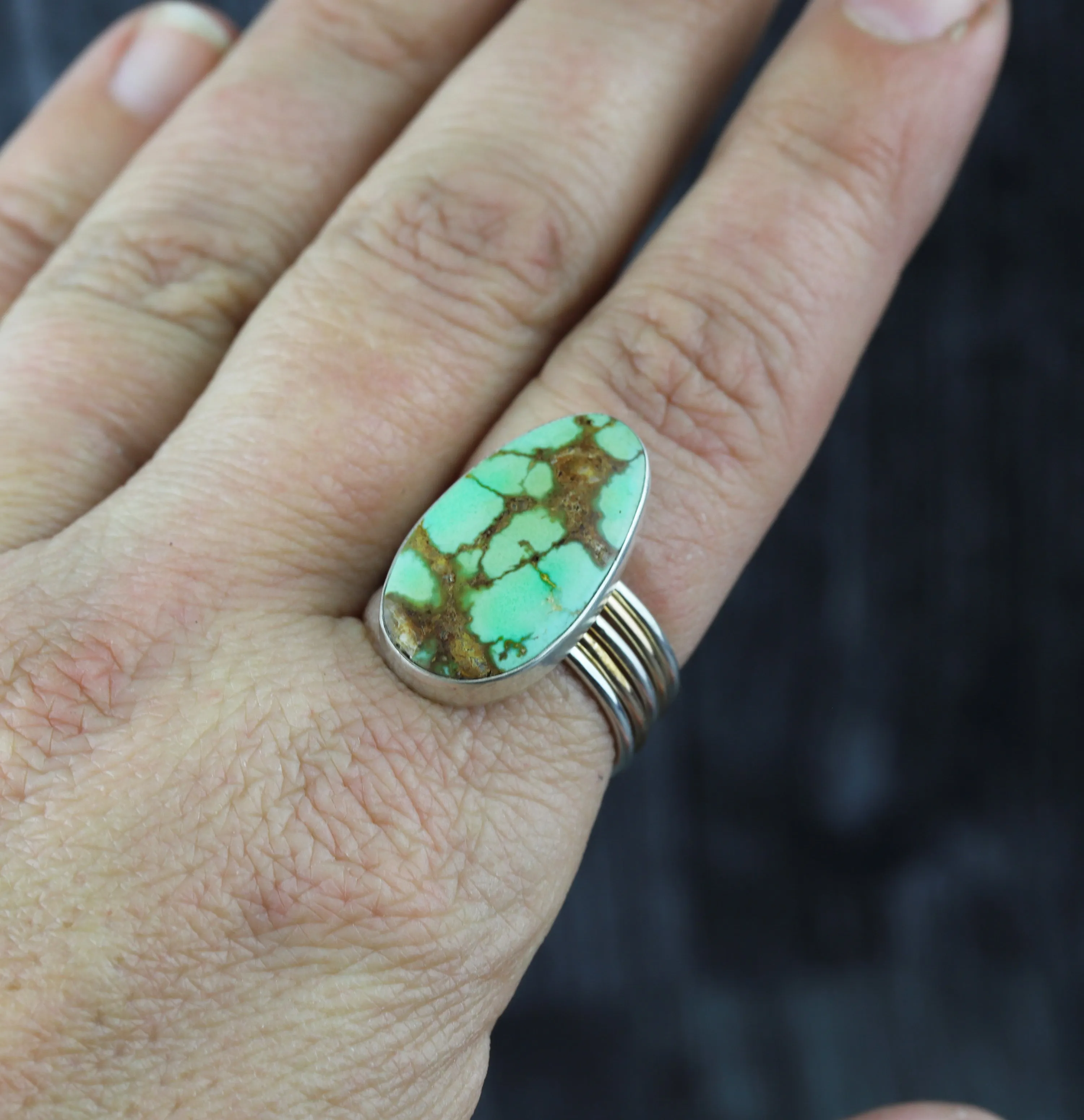 Australian Variscite Mixed Metal 5-Stack Ring size US 9