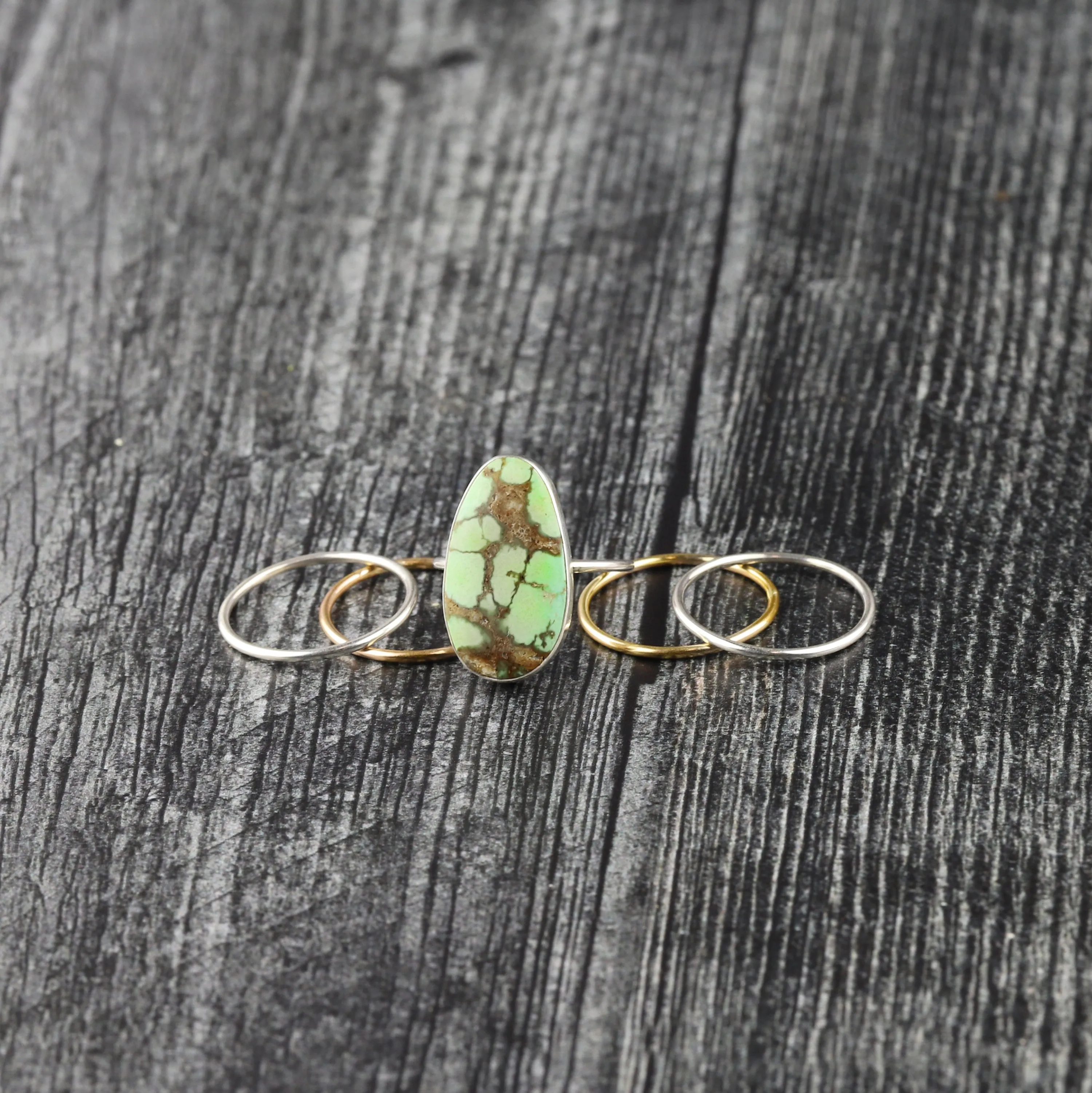 Australian Variscite Mixed Metal 5-Stack Ring size US 9