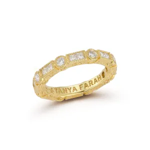 Baguette & Round Diamond Bezel Stack Ring