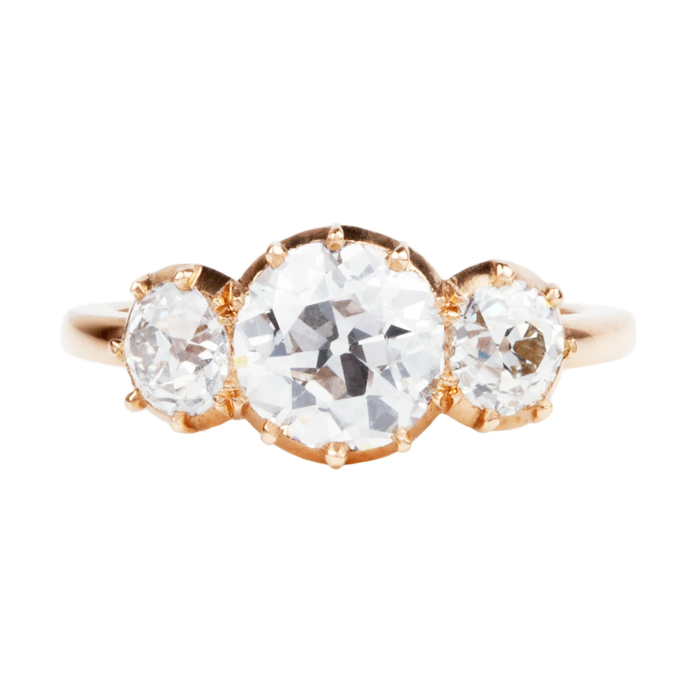 Bell & Bird Signature Cutaway Old European Cut Three Stone Diamond Ring