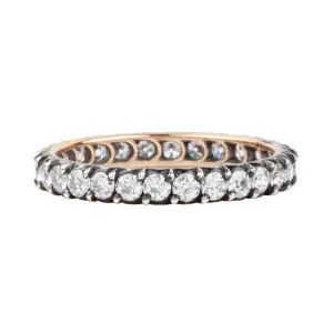 Bell & Bird Signature Miniature Cutaway Silver on Gold Old European Cut Diamond Eternity Band