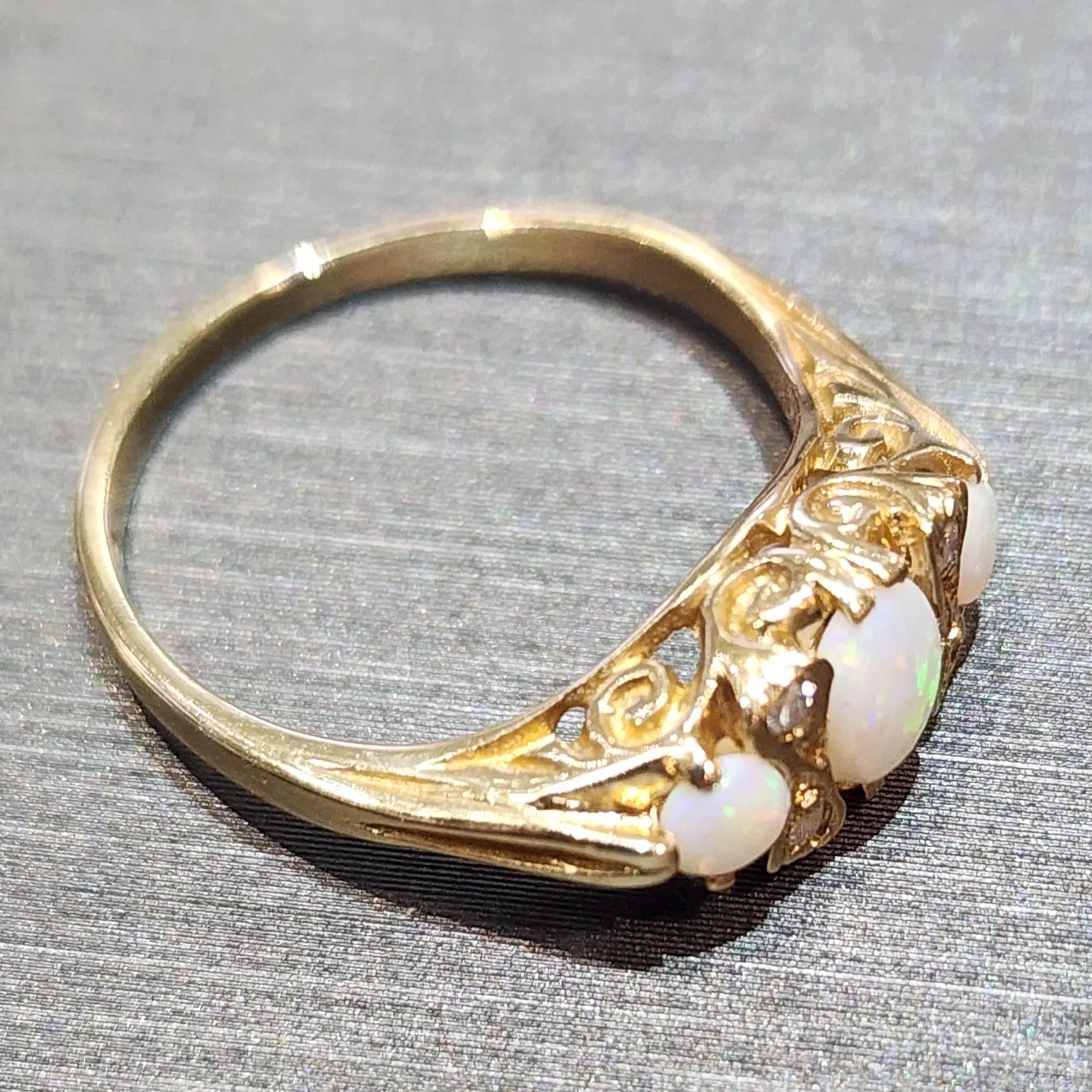 Ben Garelick Three Stone Opal Estate Gold Ring