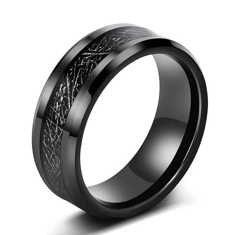 Beveled Tungsten Wedding Band with Silk Inlay