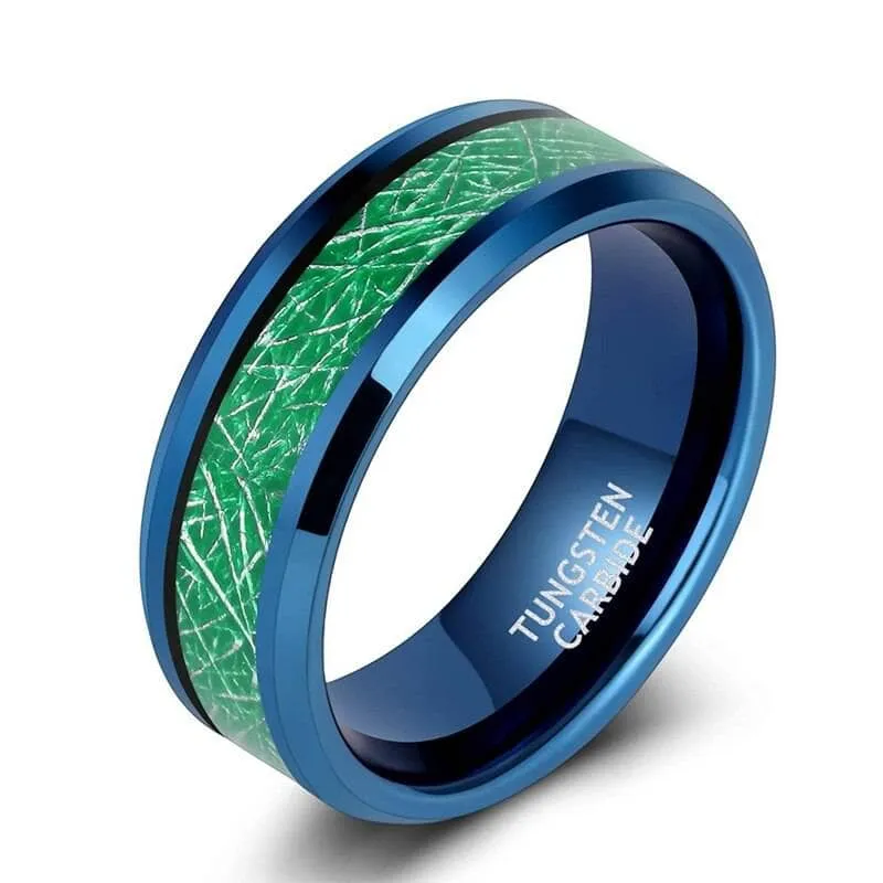 Beveled Tungsten Wedding Band with Silk Inlay
