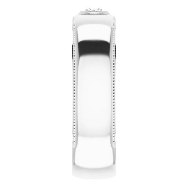 Bezel Set Diamond Men's Ring With Milgrain Accent