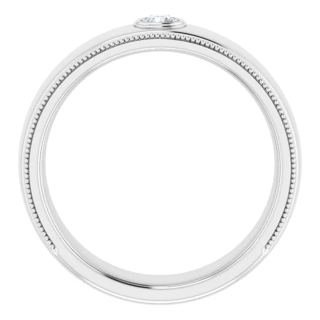 Bezel Set Diamond Men's Ring With Milgrain Accent