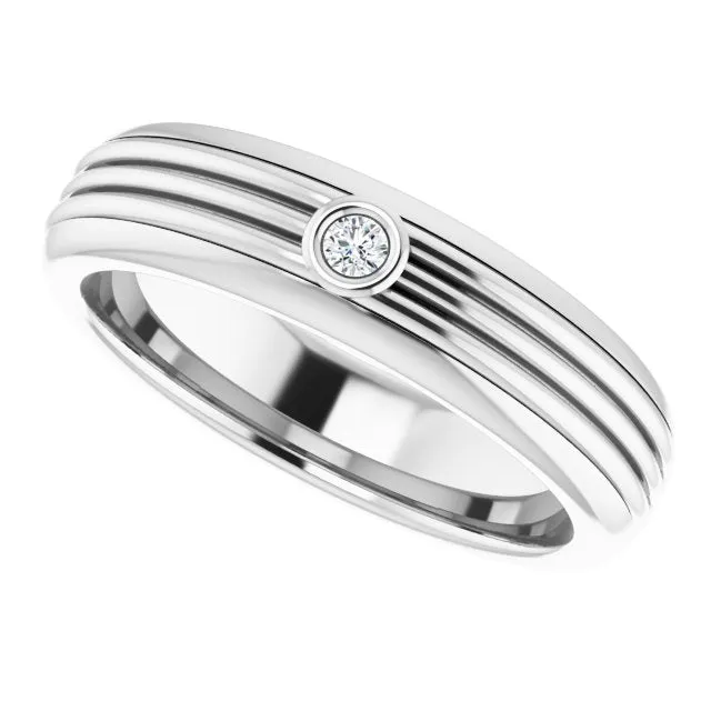 Bezel Set Single Diamond Men's Band