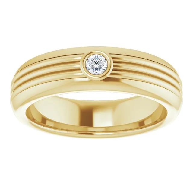 Bezel Set Single Diamond Men's Band