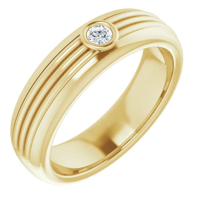 Bezel Set Single Diamond Men's Band