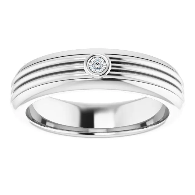 Bezel Set Single Diamond Men's Band
