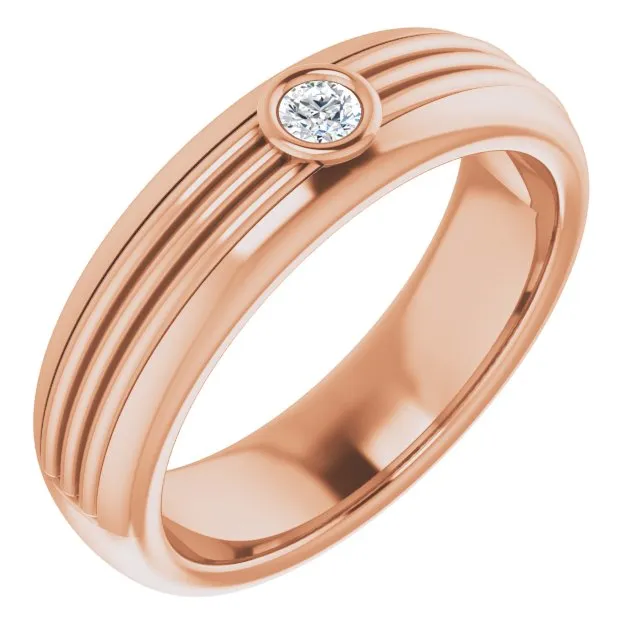Bezel Set Single Diamond Men's Band