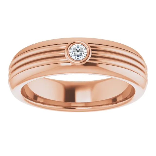 Bezel Set Single Diamond Men's Band