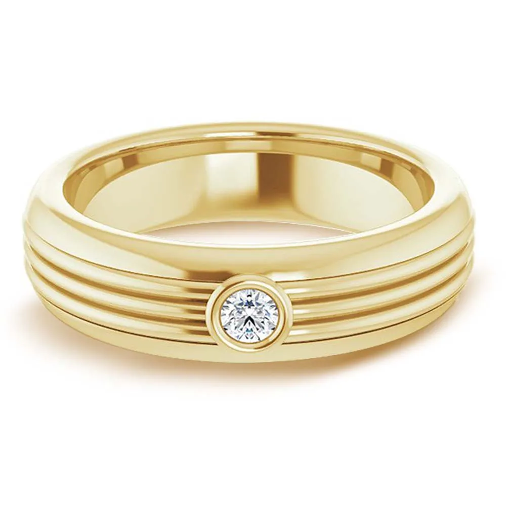 Bezel Set Single Diamond Men's Band