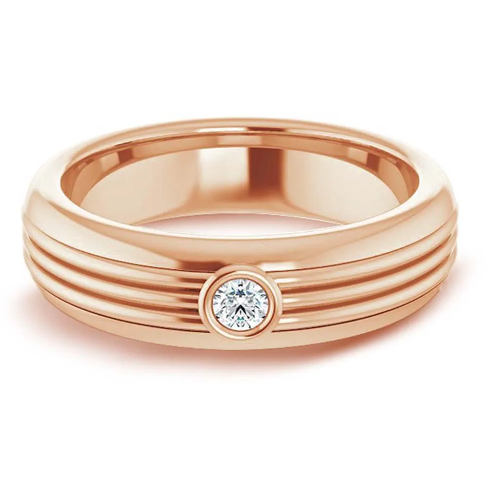 Bezel Set Single Diamond Men's Band